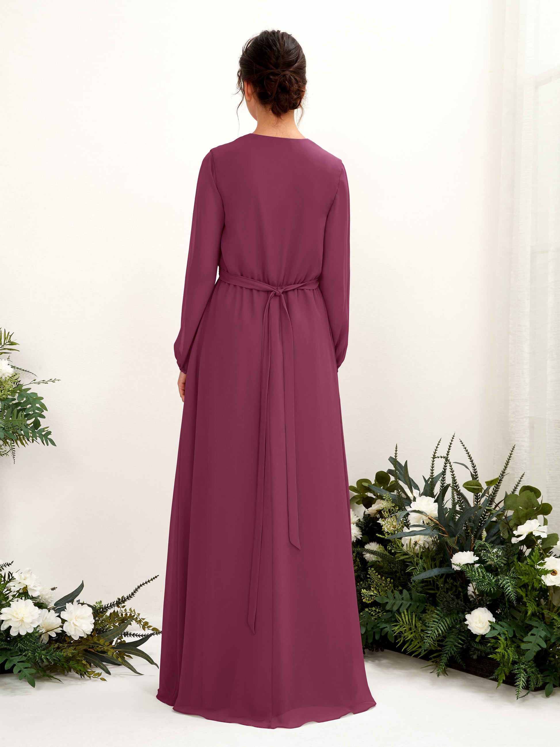 Elsie Chianti Long Sleeve Maxi Dress