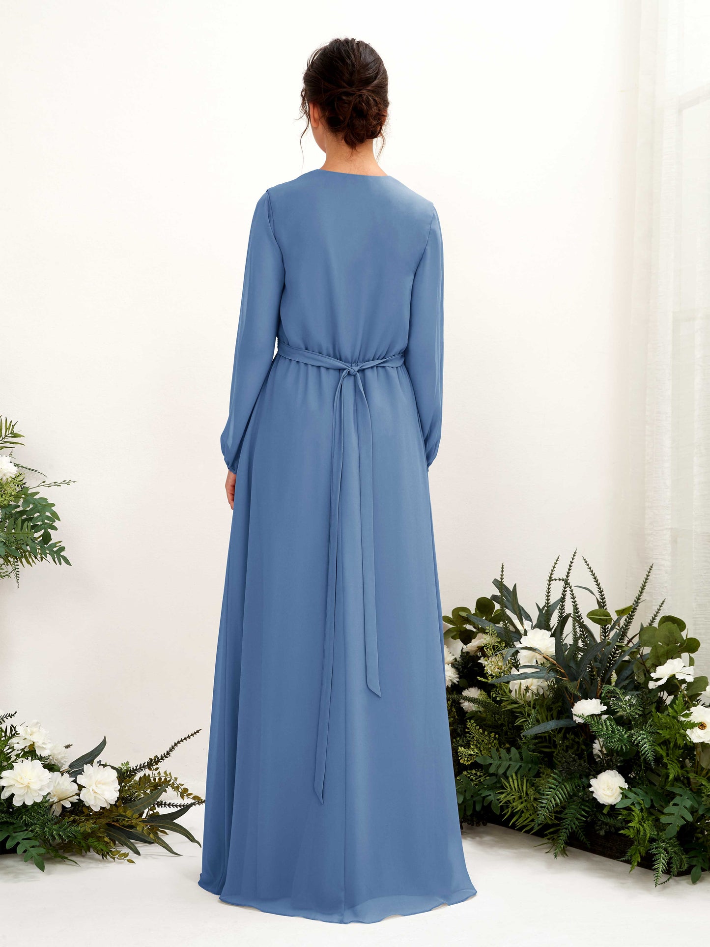 Elsie Dusty Blue Long Sleeve Maxi Dress