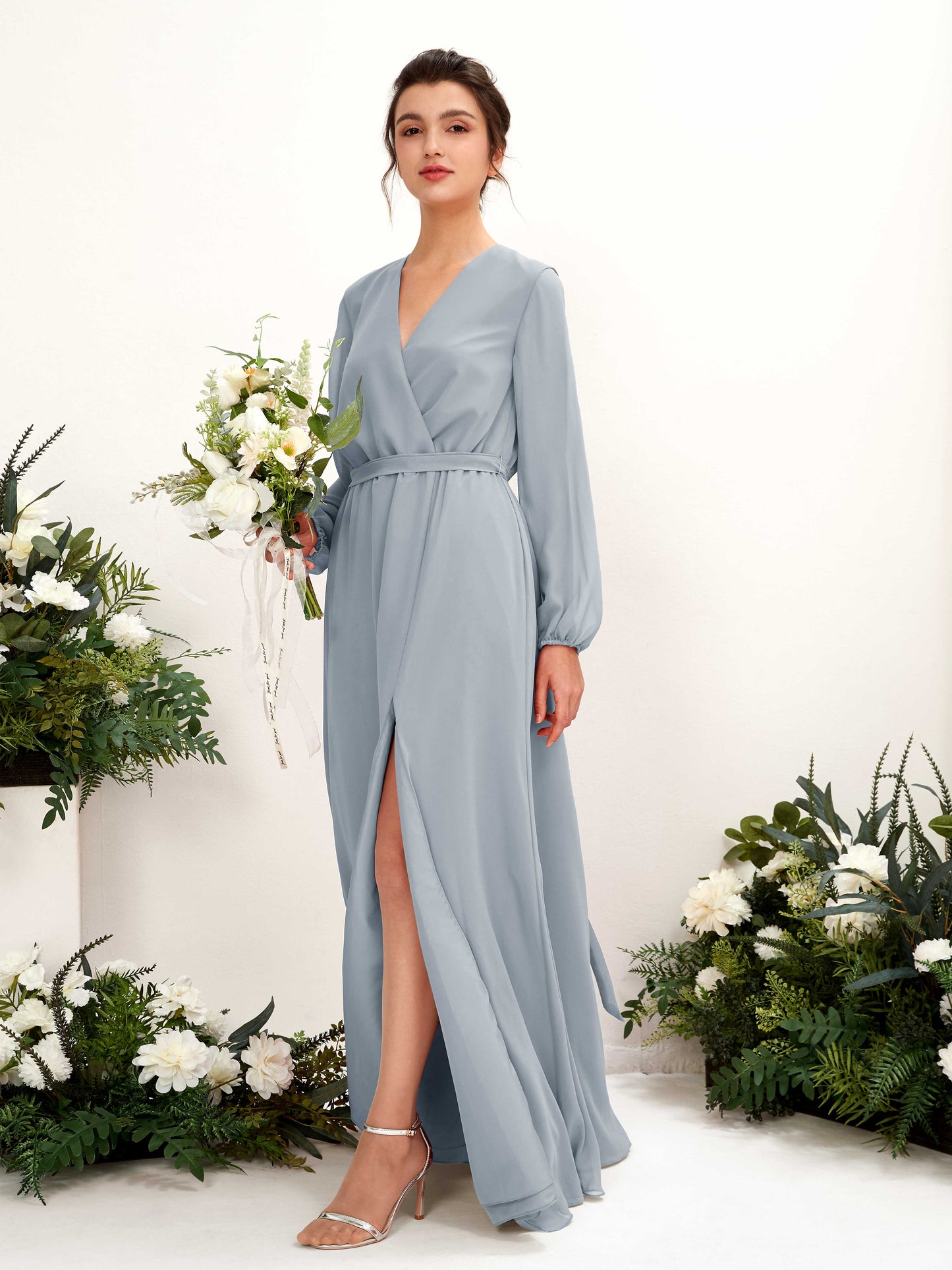 Elsie Dusty Blue-Upgrade Long Sleeve Maxi Dress