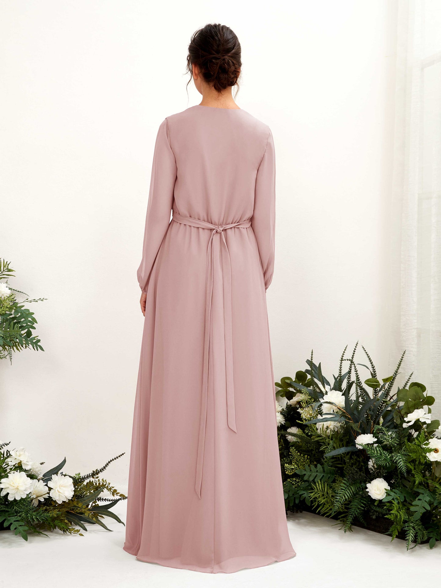 Elsie Dusty Rose Long Sleeve Maxi Dress