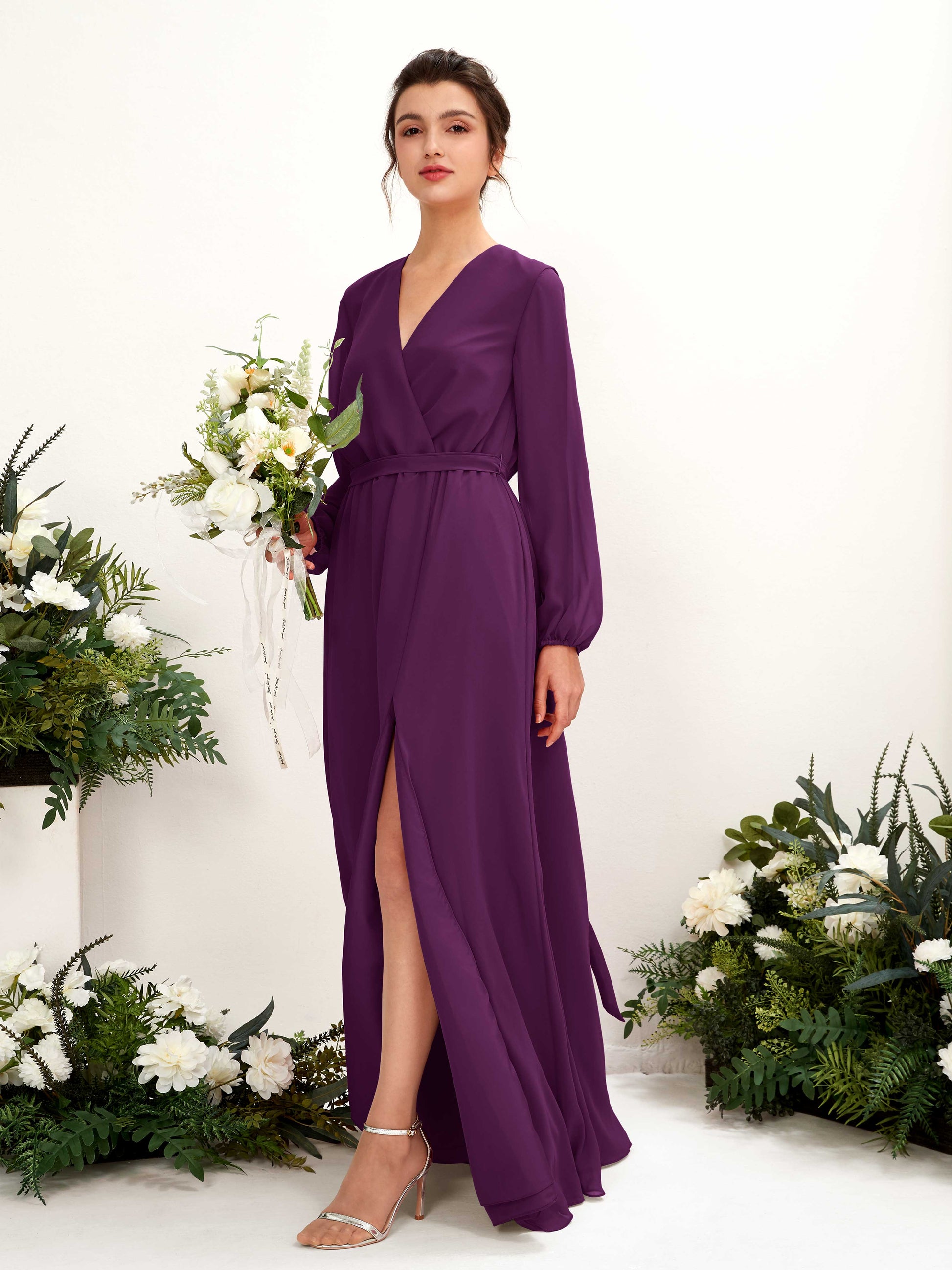 Elsie Grape Long Sleeve Maxi Dress