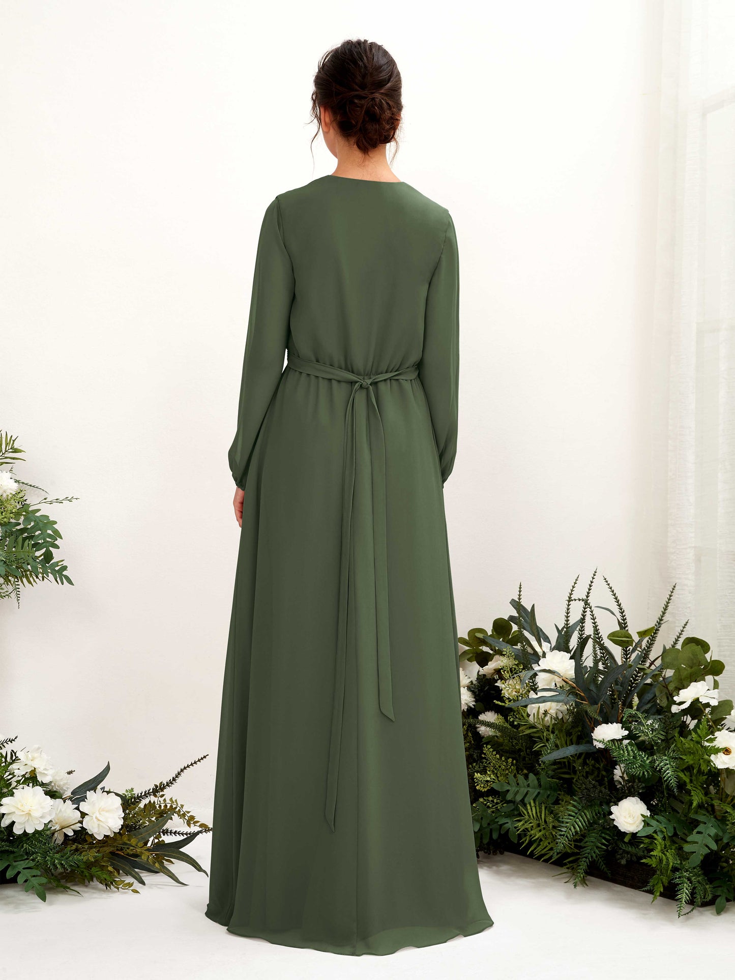 Elsie Martini Olive Long Sleeve Maxi Dress