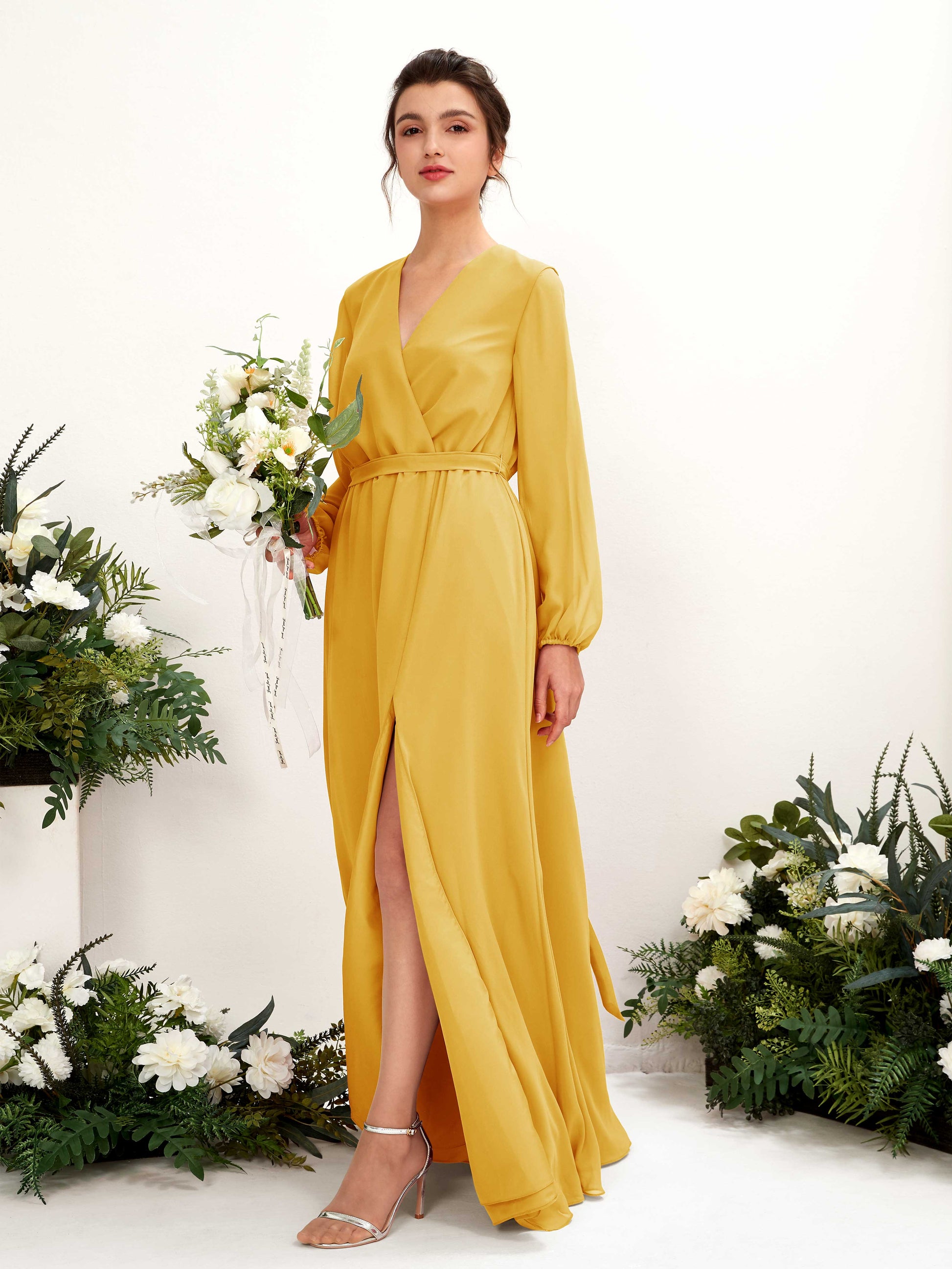 Elsie Mustard Yellow Long Sleeve Maxi Dress