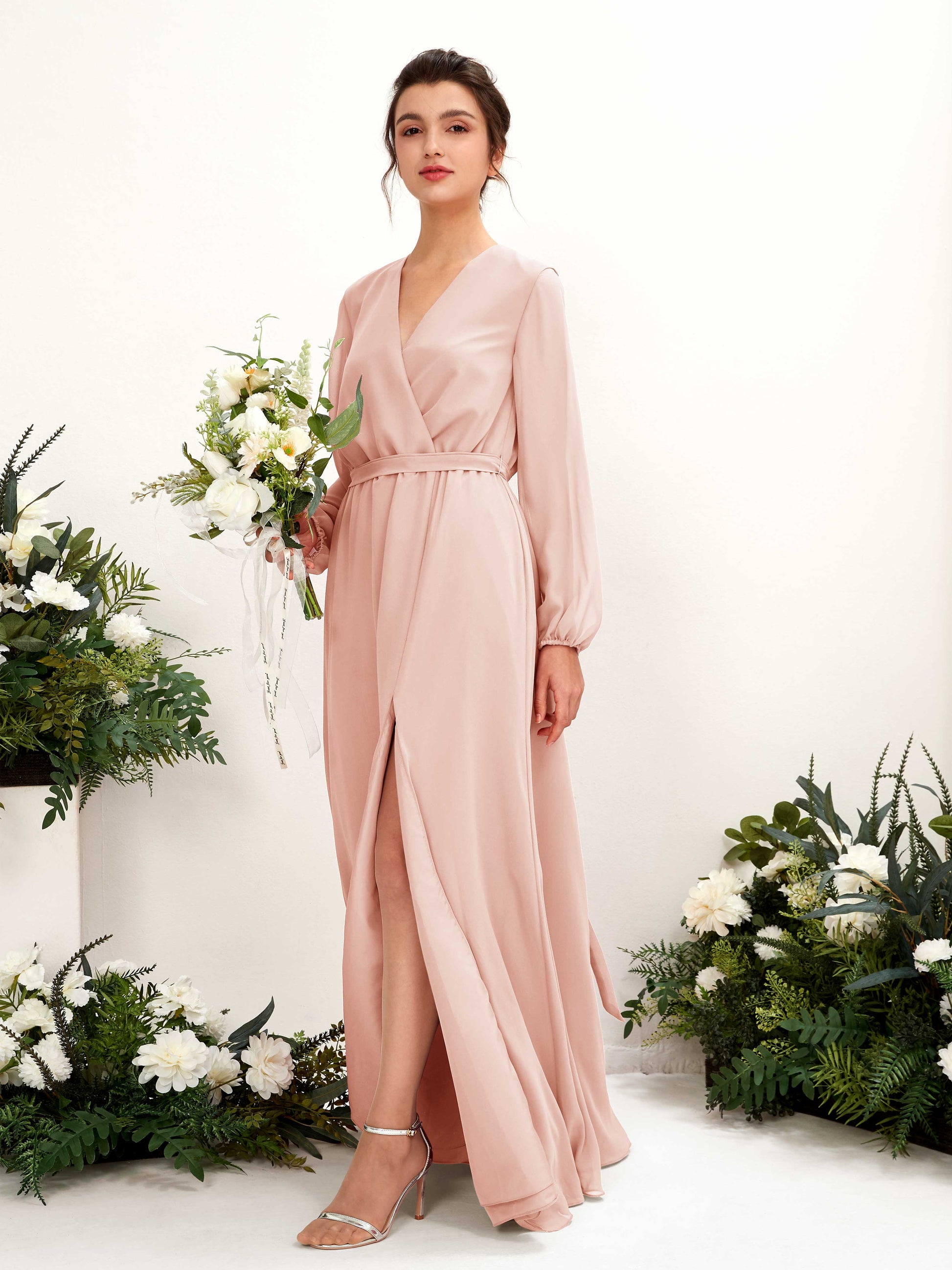 Elsie Pearl Pink Long Sleeve Maxi Dress