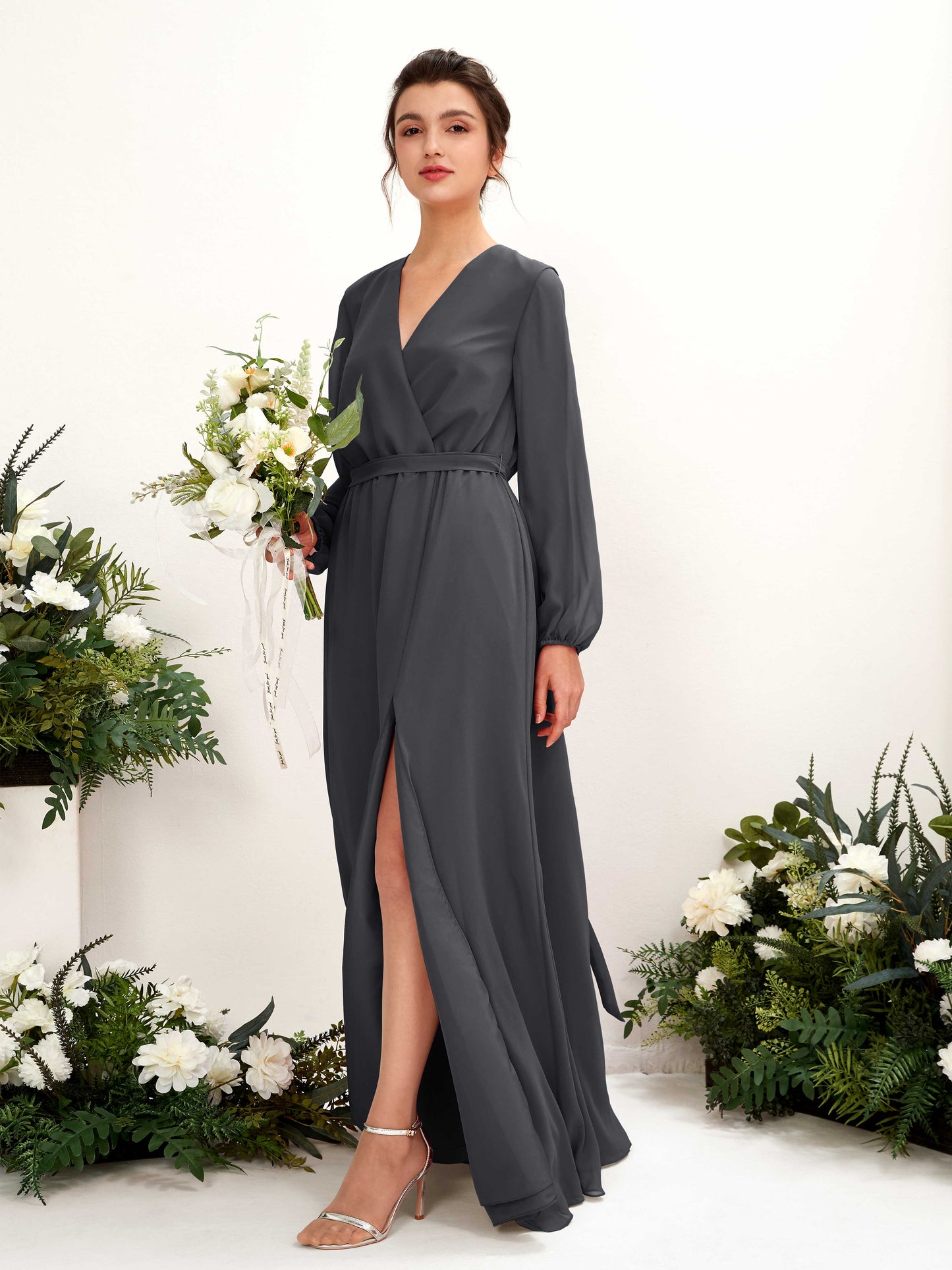 Elsie Pewter Long Sleeve Maxi Dress