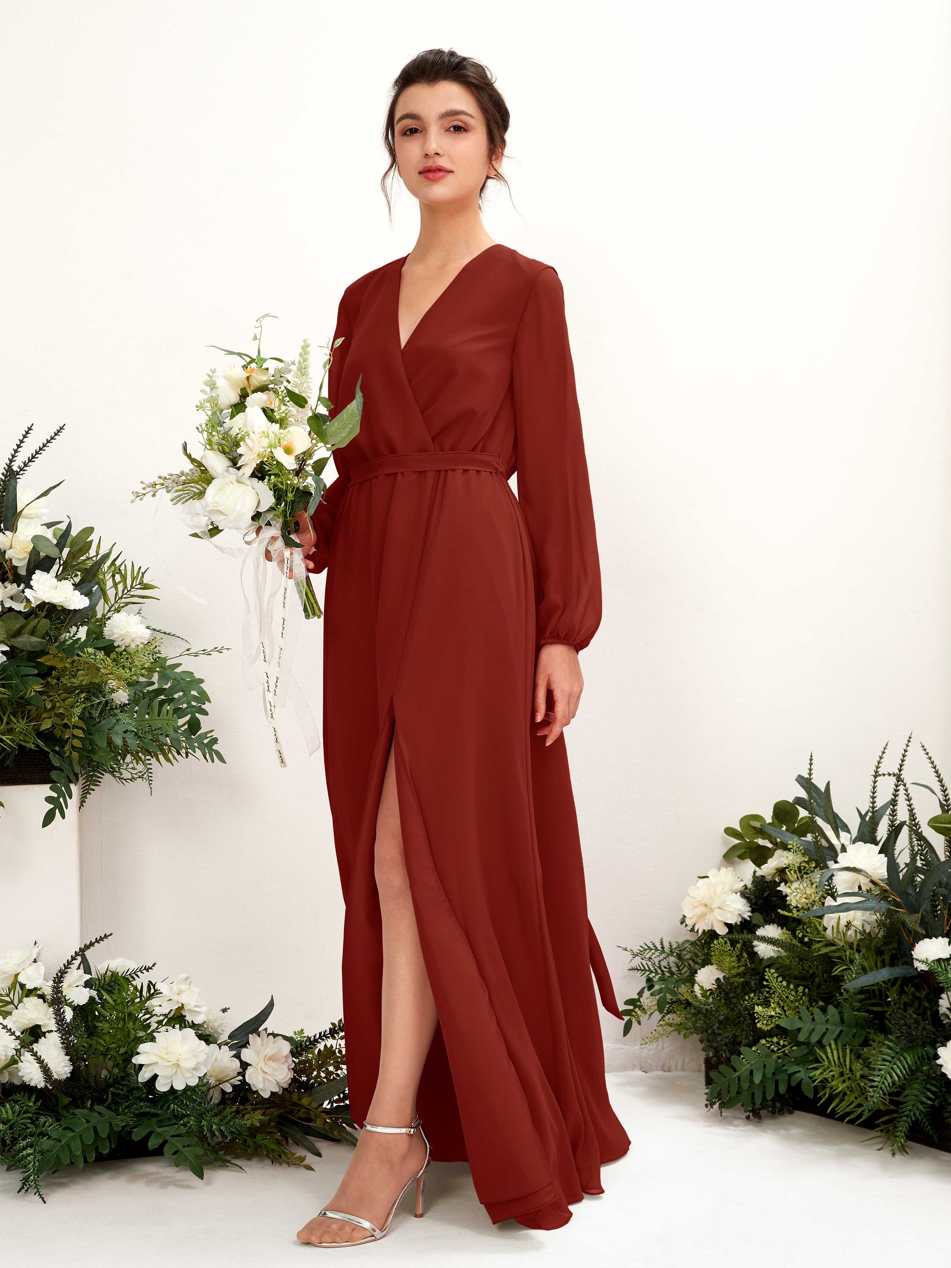 Elsie Rust Long Sleeve Maxi Dress