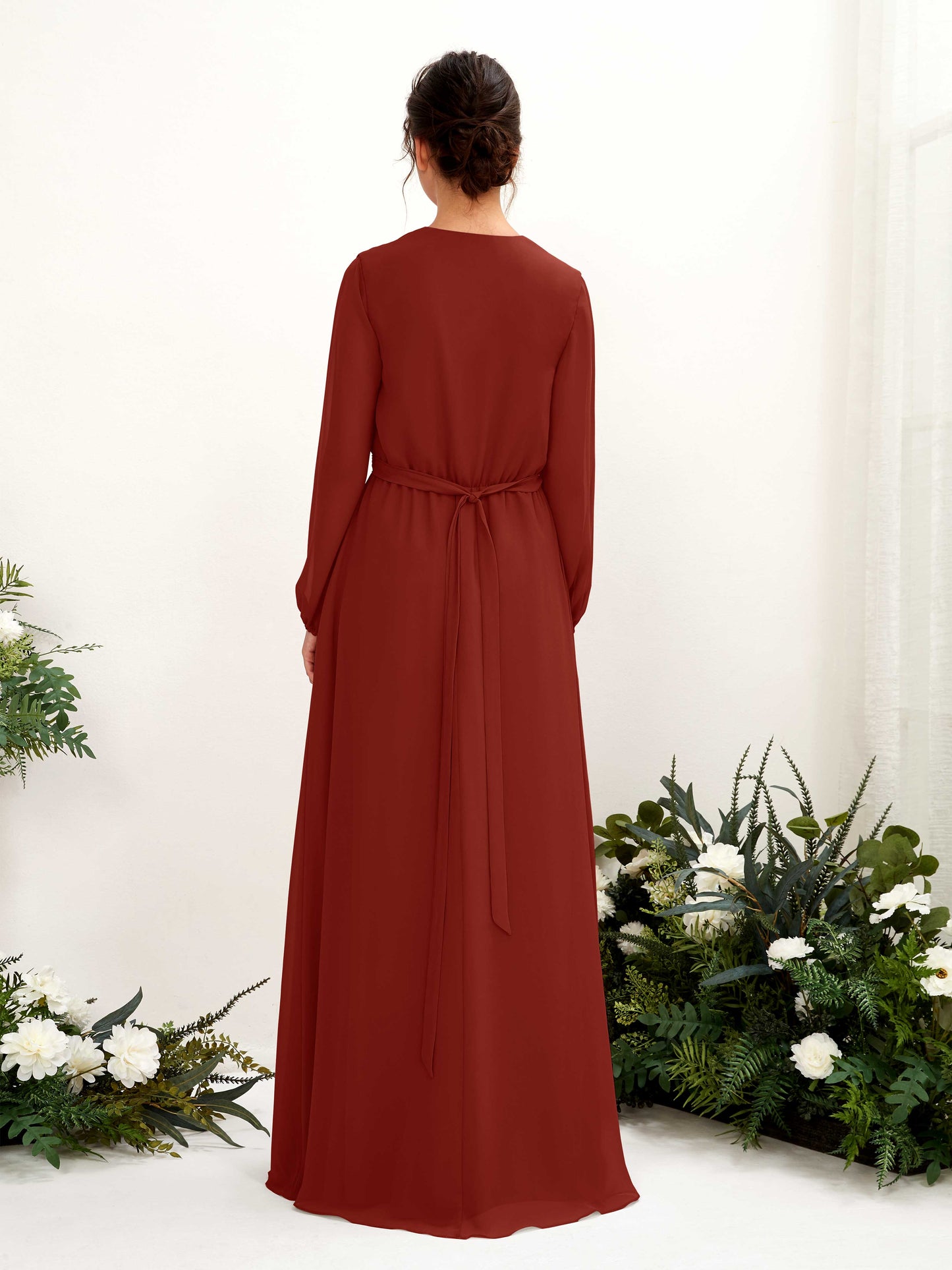 Elsie Rust Long Sleeve Maxi Dress