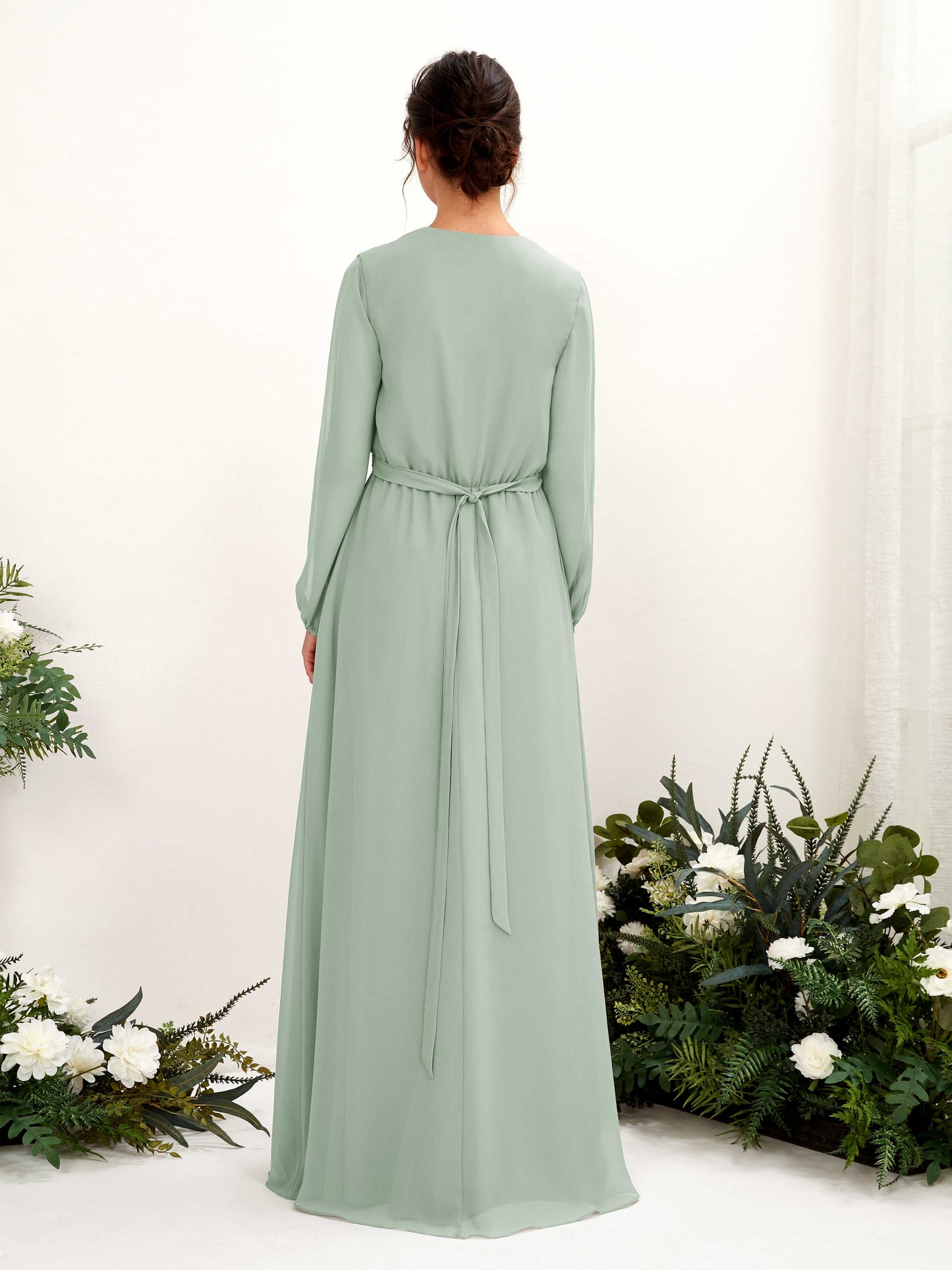 Elsie Sage Green Long Sleeve Maxi Dress