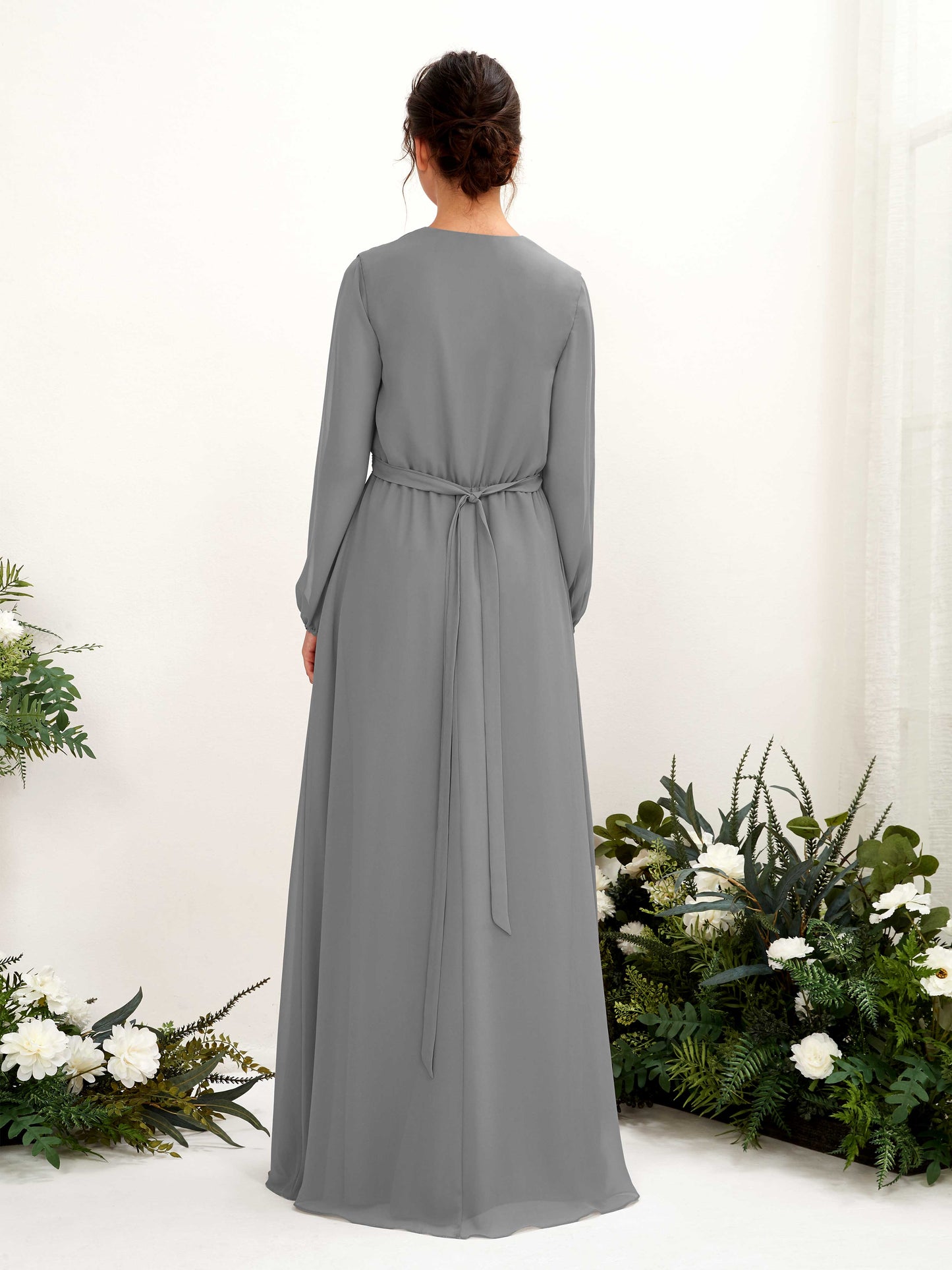 Elsie Steel Gray Long Sleeve Maxi Dress