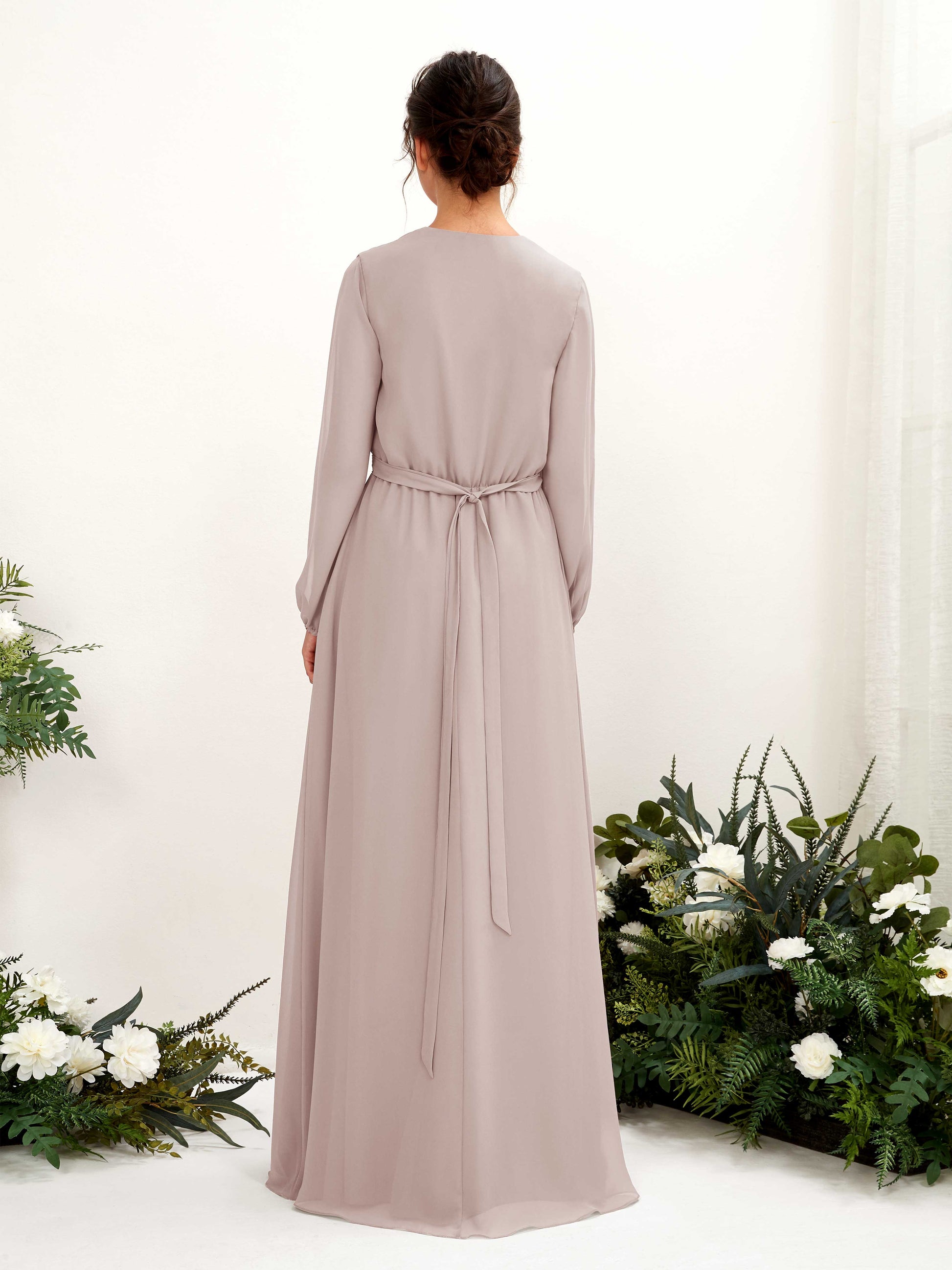 Elsie Taupe Long Sleeve Maxi Dress