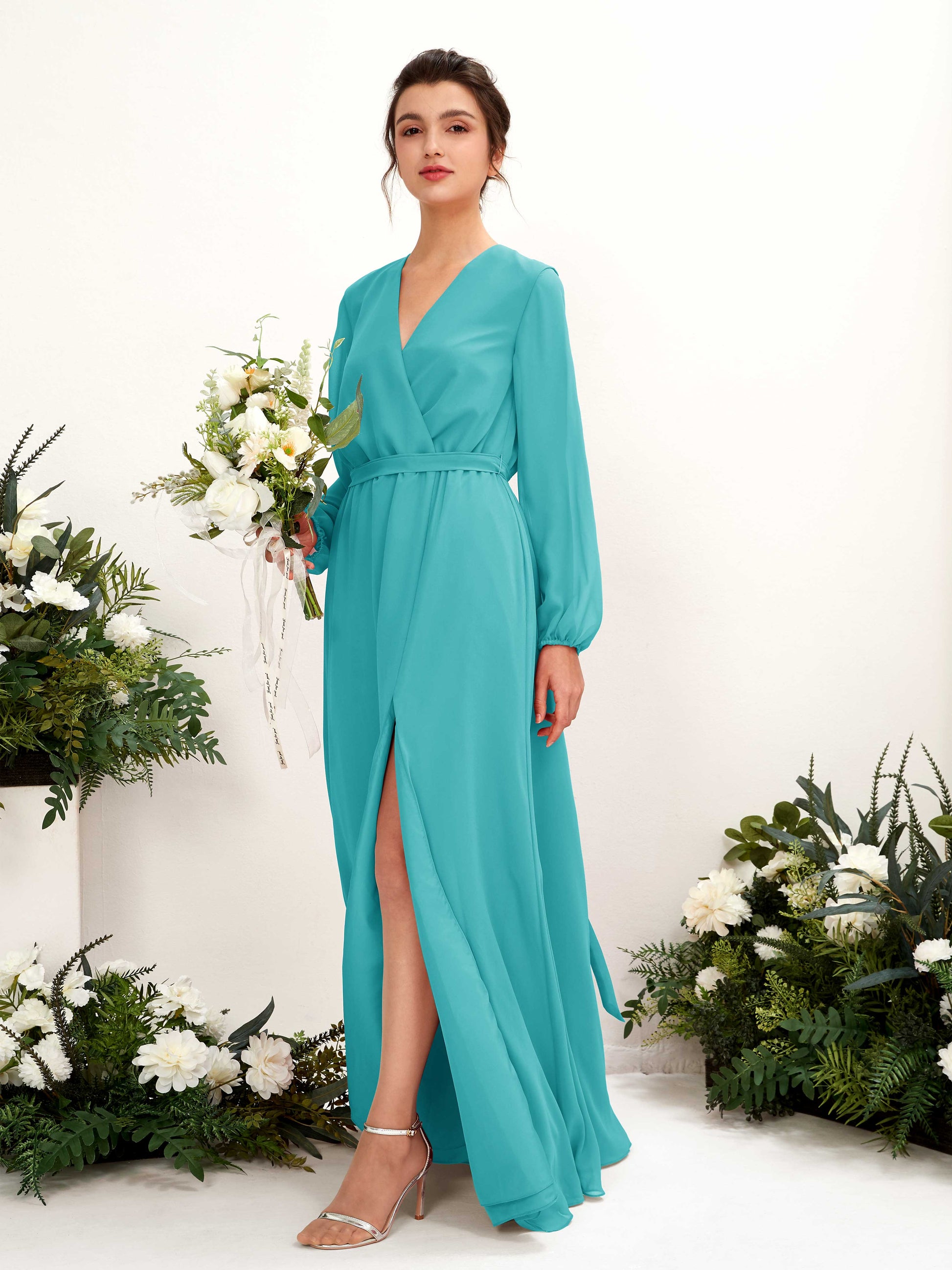 Elsie Turquoise Long Sleeve Maxi Dress