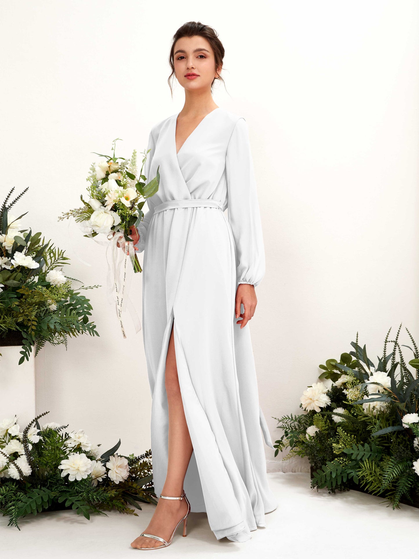 Elsie White Long Sleeve Maxi Dress