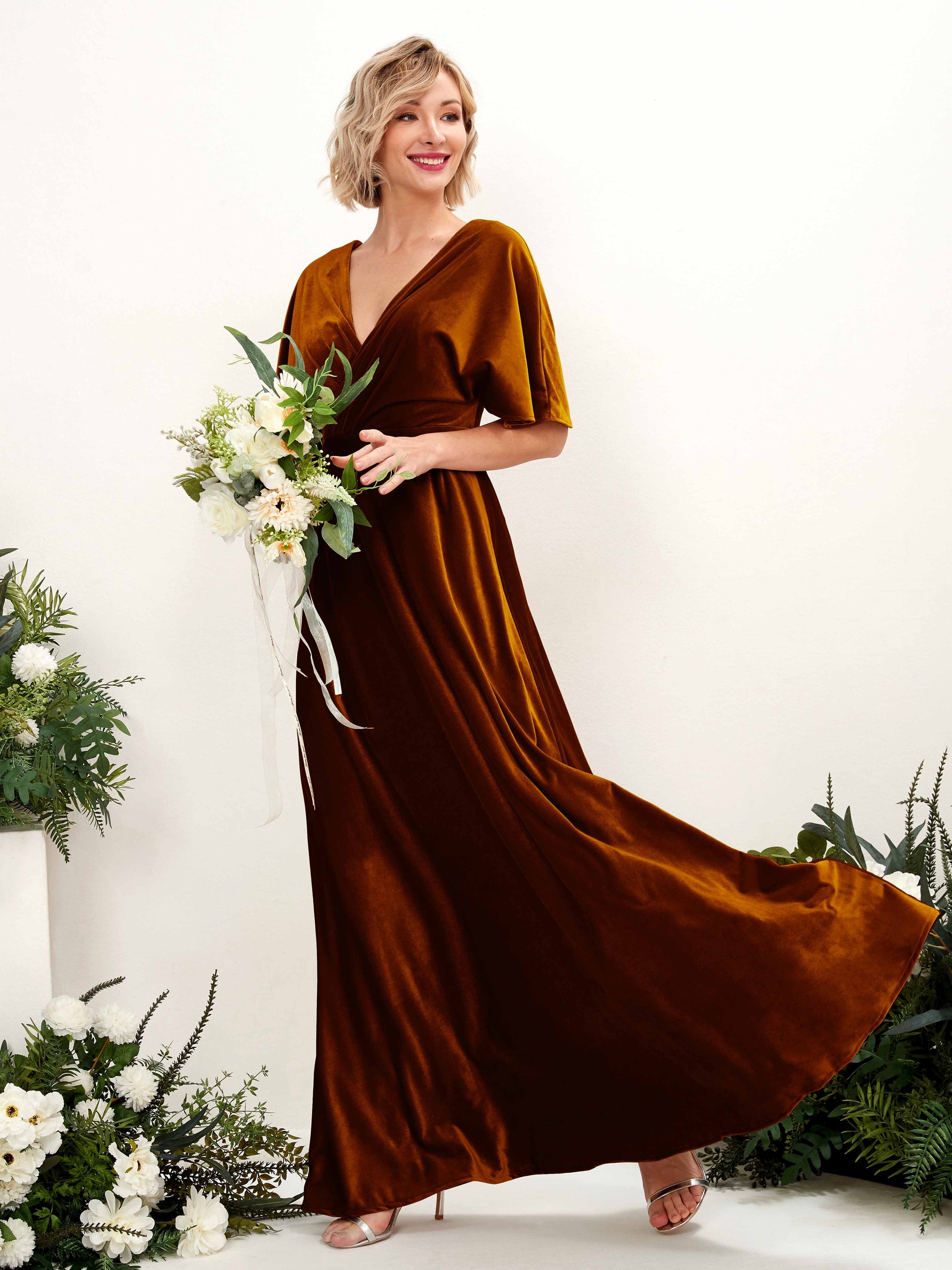 Erica Burant Orange Velvet Maxi Dress