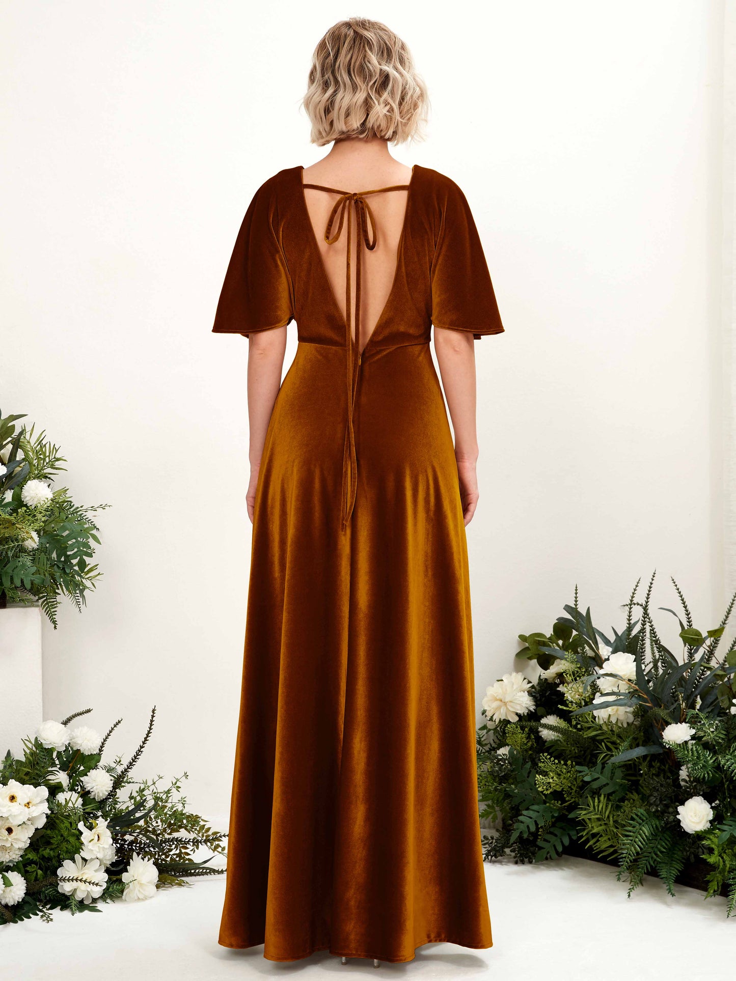 Erica Burant Orange Velvet Maxi Dress