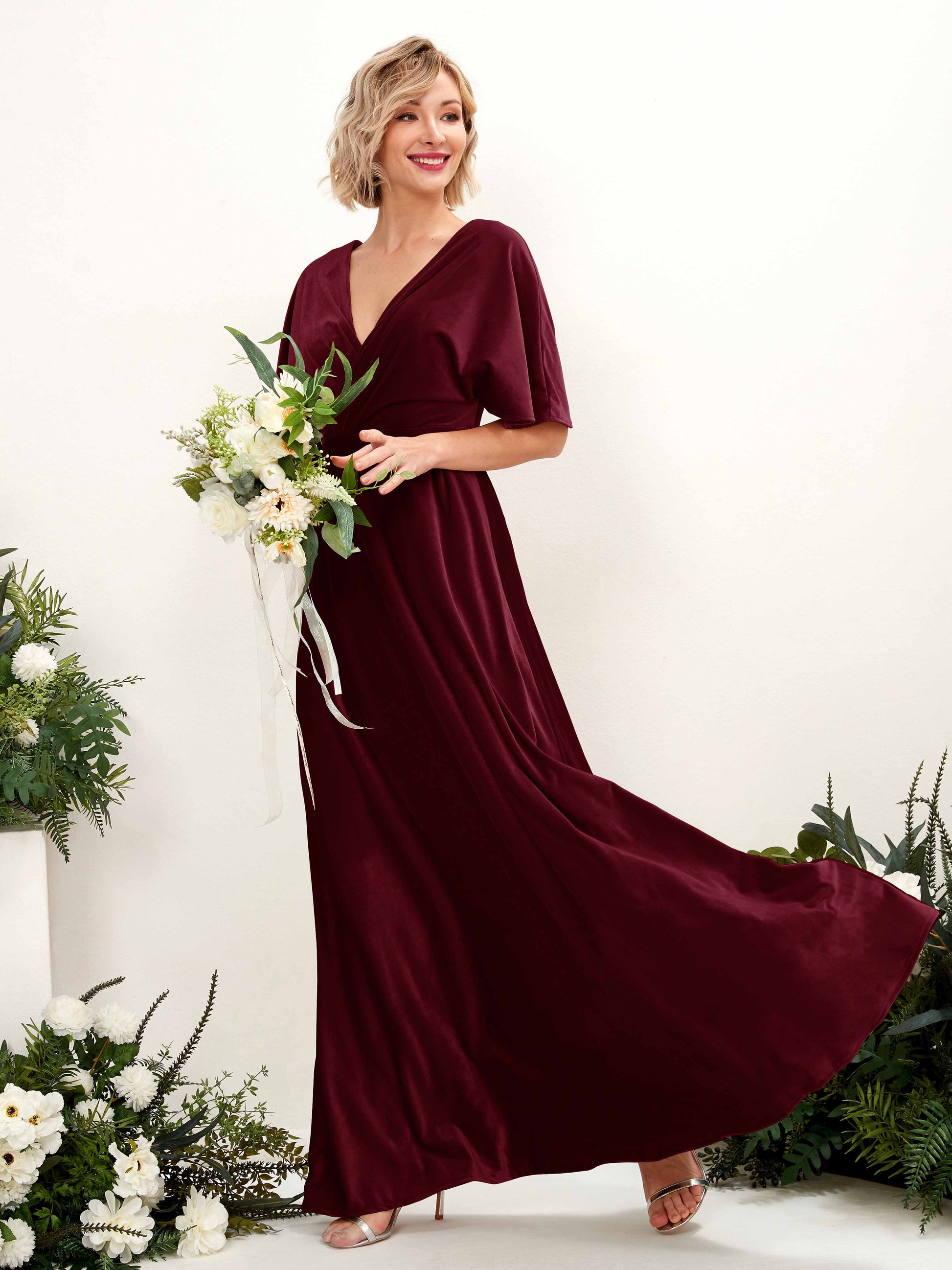 Erica Burgundy Velvet Maxi Dress