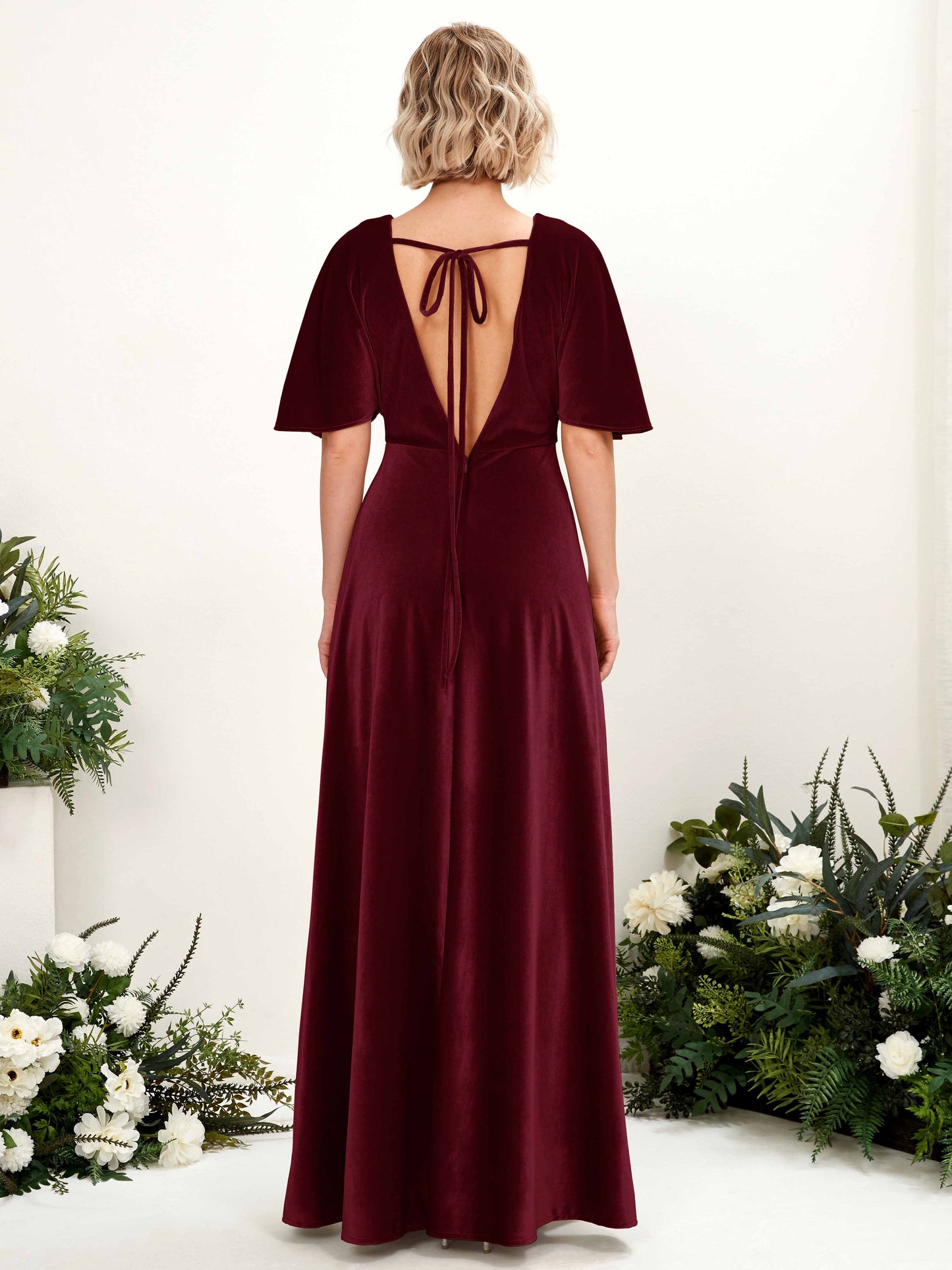 Erica Burgundy Velvet Maxi Dress