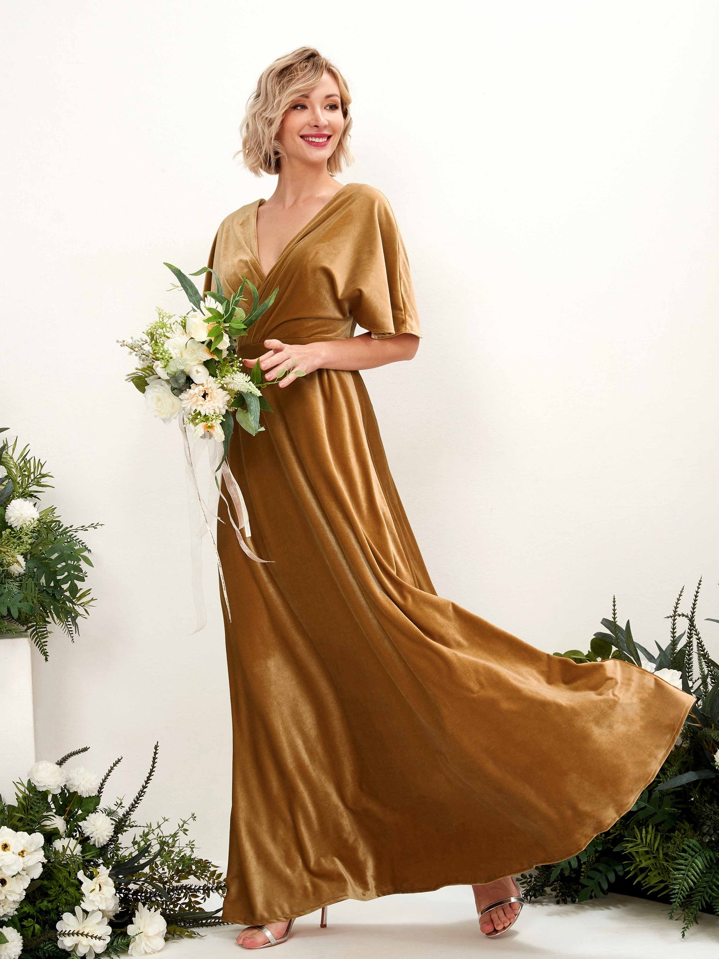 Erica Burnished Gold Velvet Maxi Dress