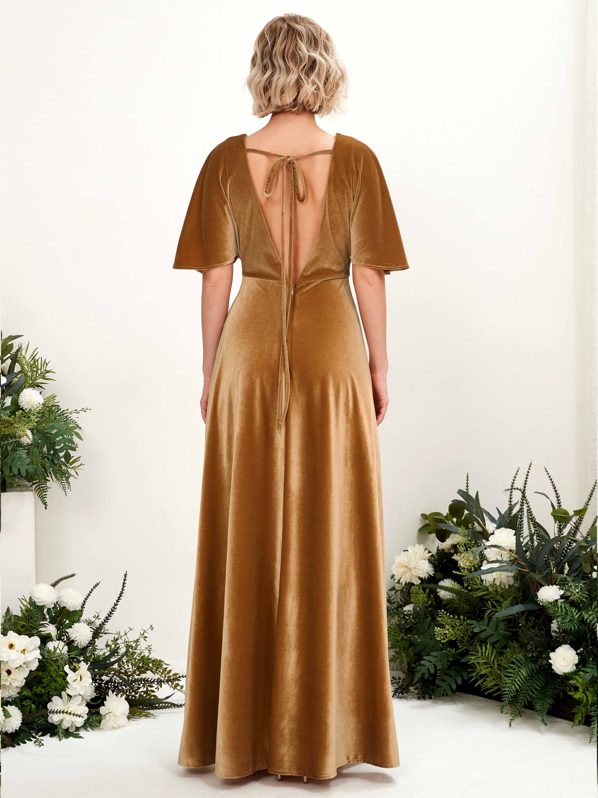 Erica Burnished Gold Velvet Maxi Dress