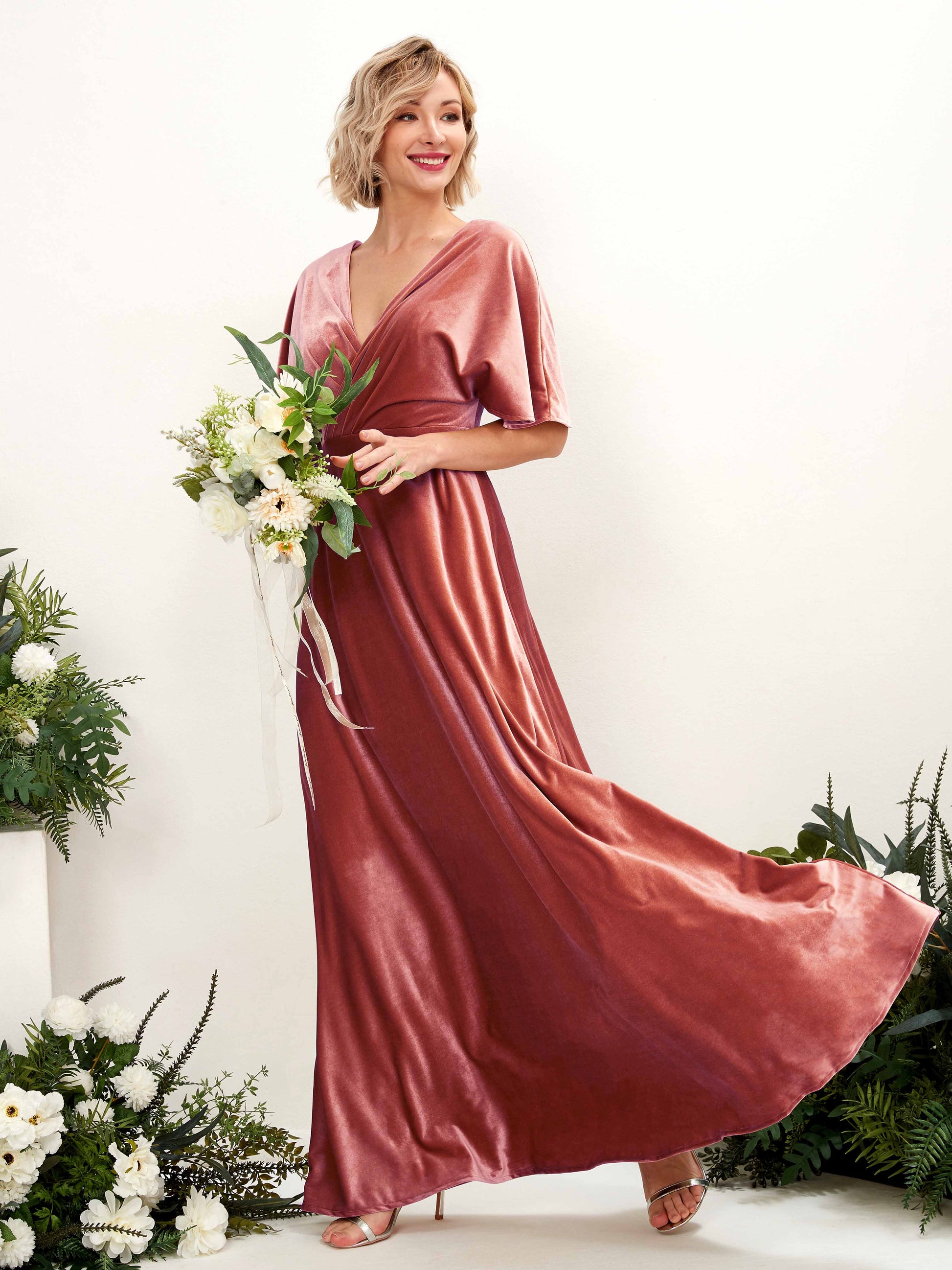 Erica Dusty Rose Velvet Maxi Dress