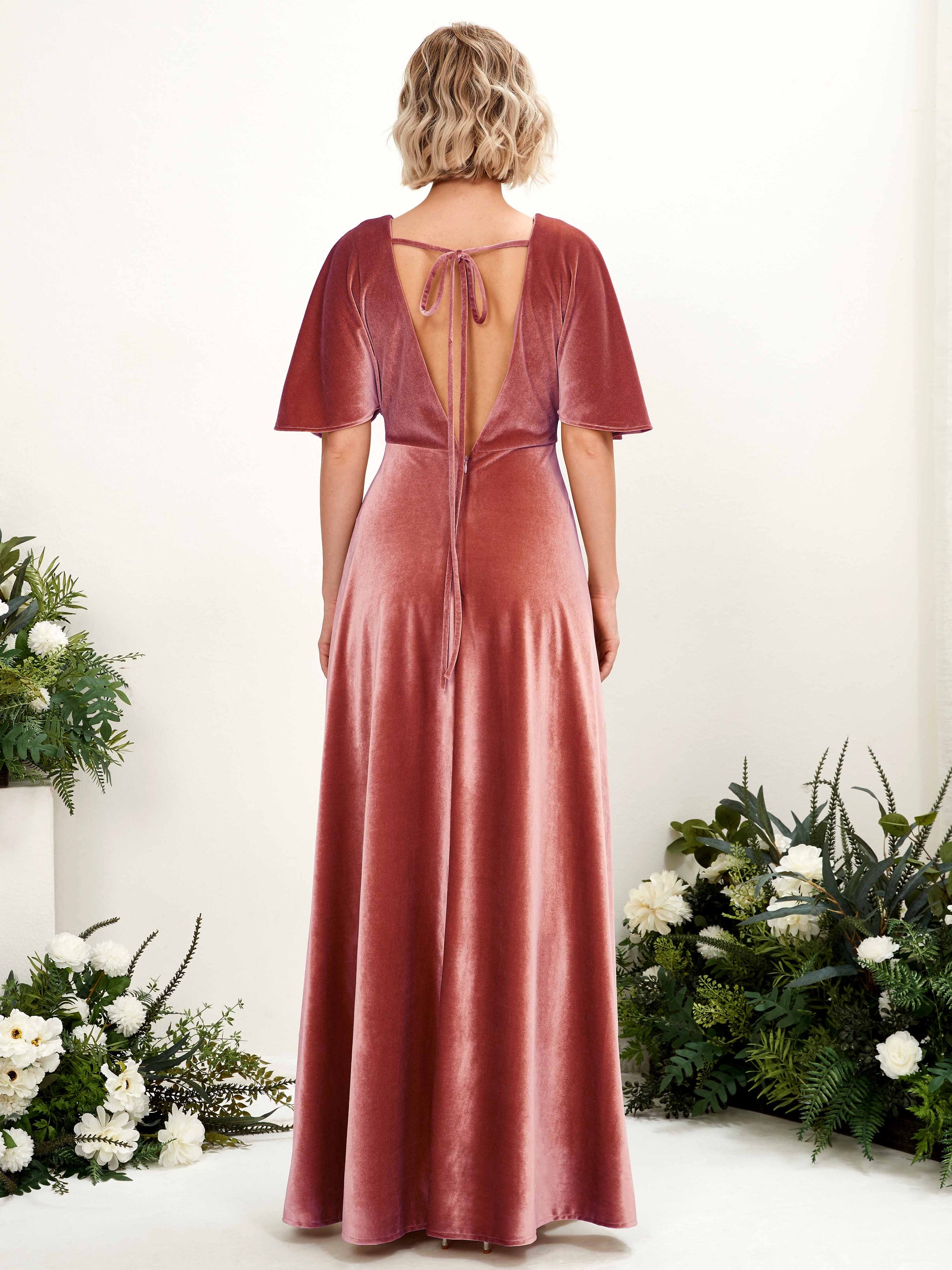 Erica Dusty Rose Velvet Maxi Dress