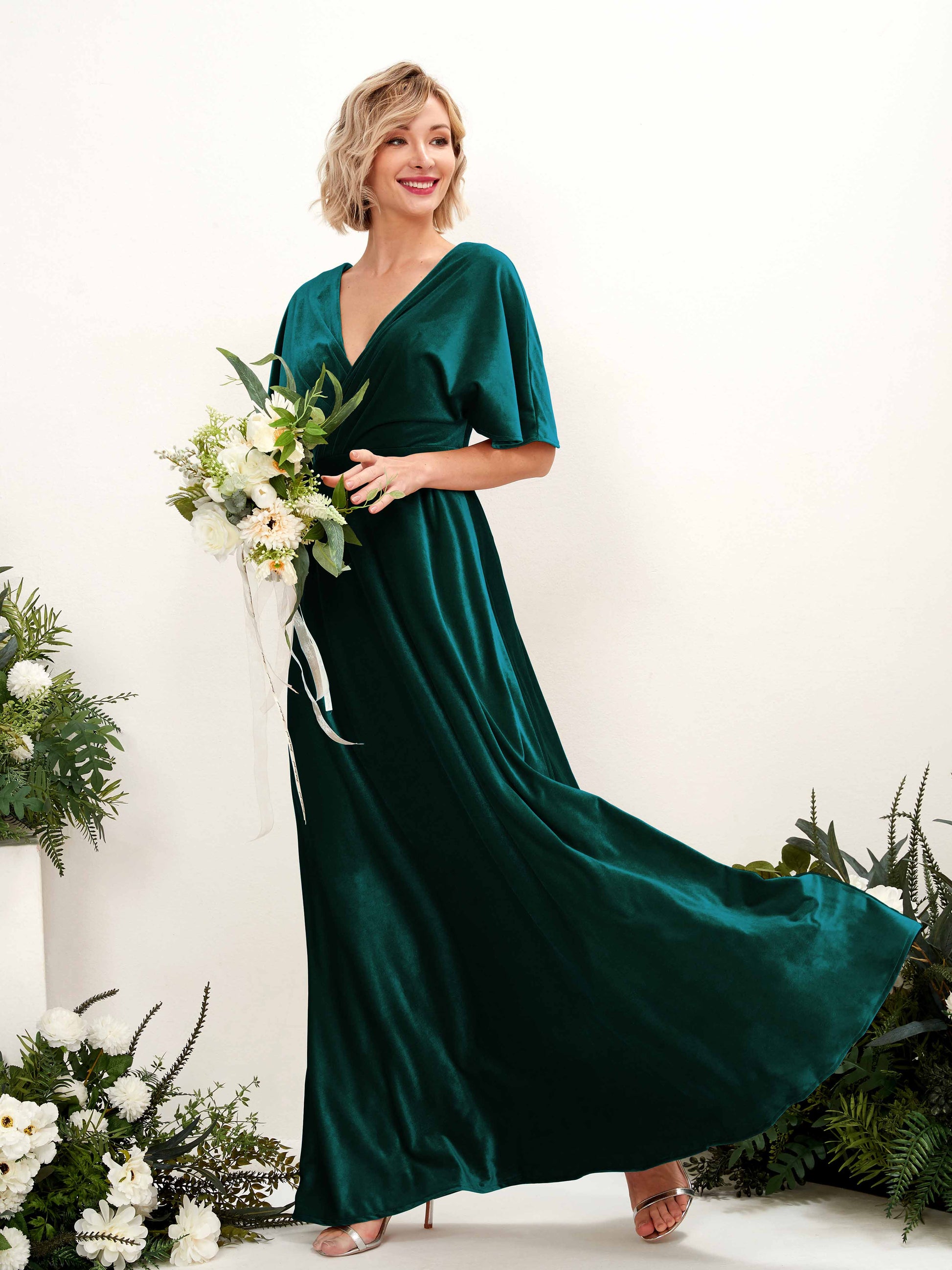 Erica Hunter Green Velvet Maxi Dress