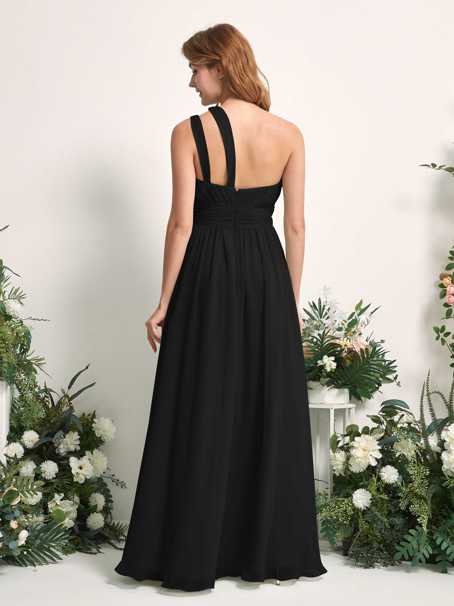 Evelyn Black One Shoulder Maxi Dress