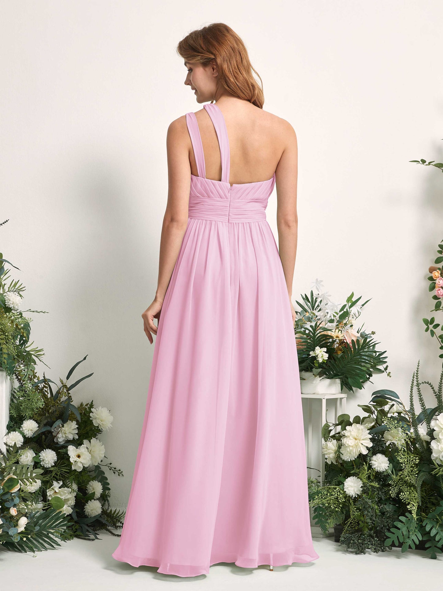 Evelyn Candy Pink One Shoulder Maxi Dress