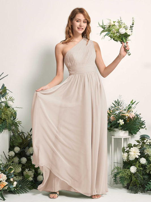 Evelyn Champagne One Shoulder Maxi Dress