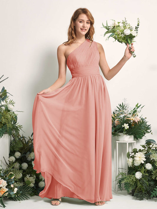 Evelyn Champagne Rose One Shoulder Maxi Dress