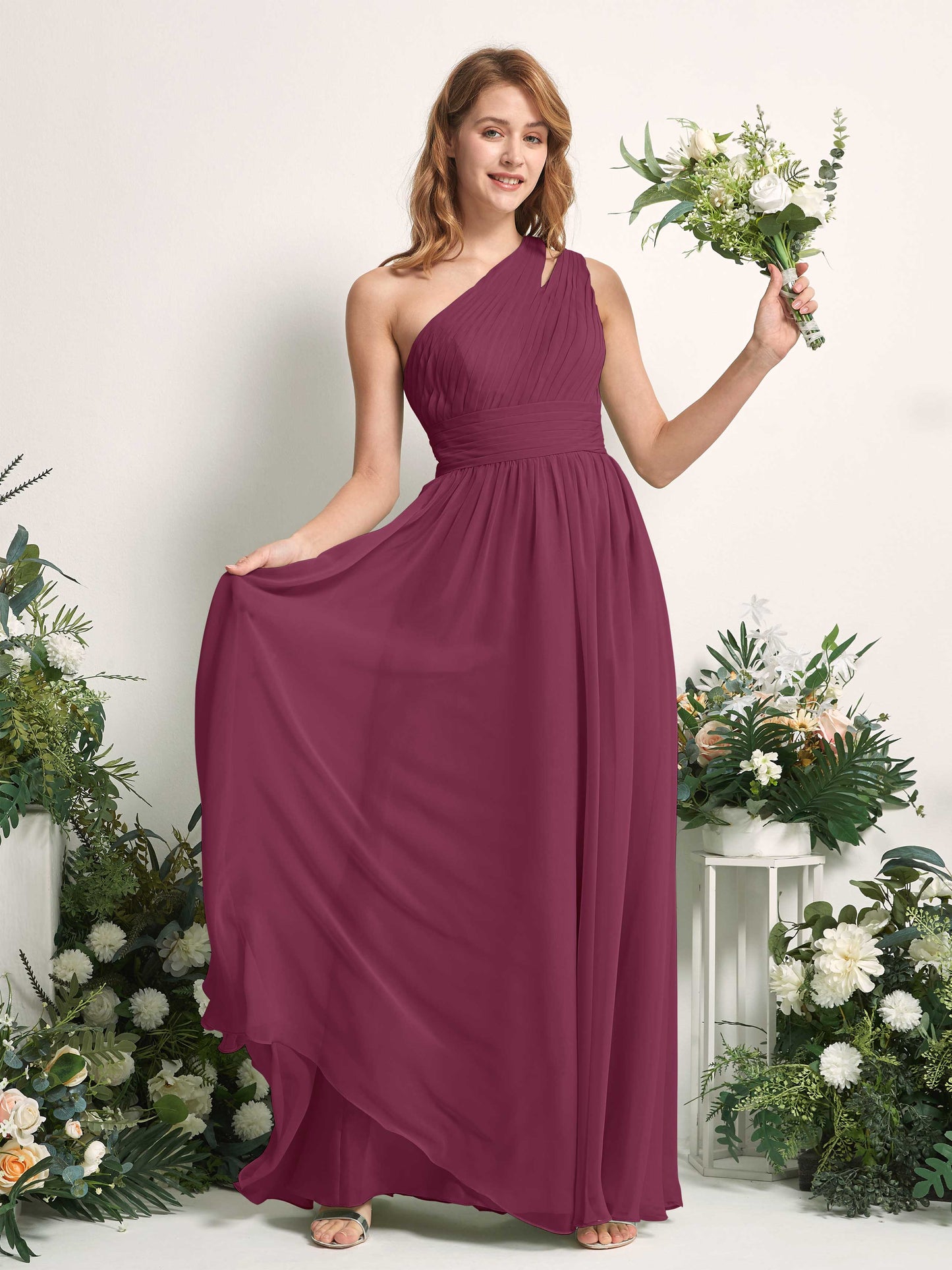 Evelyn Chianti One Shoulder Maxi Dress