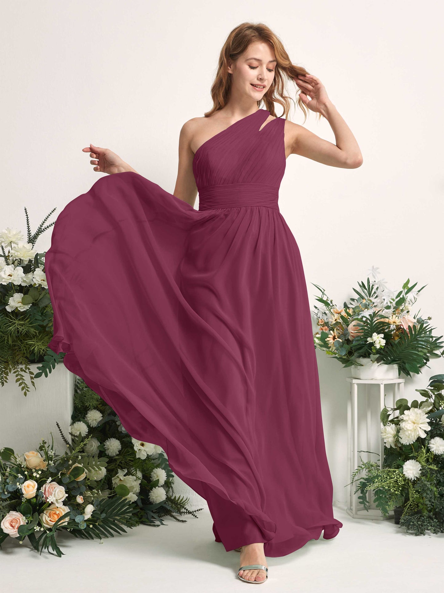 Evelyn Chianti One Shoulder Maxi Dress