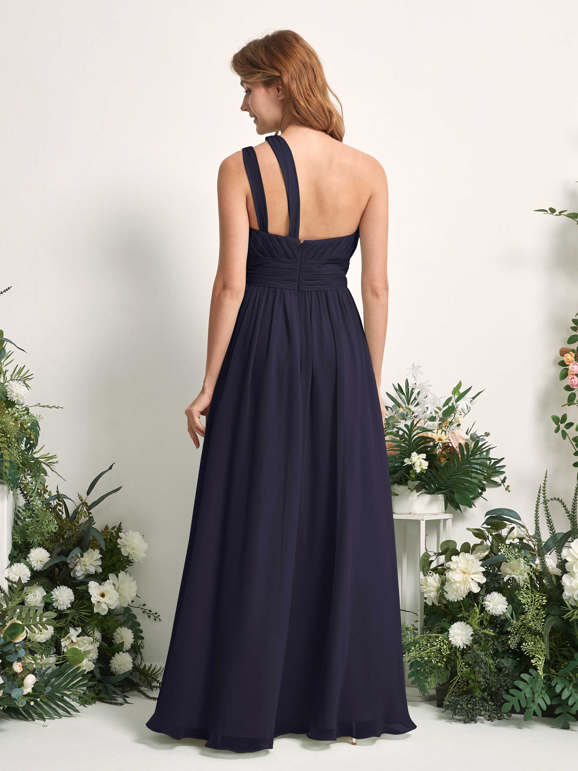 Evelyn Dark Navy One Shoulder Maxi Dress