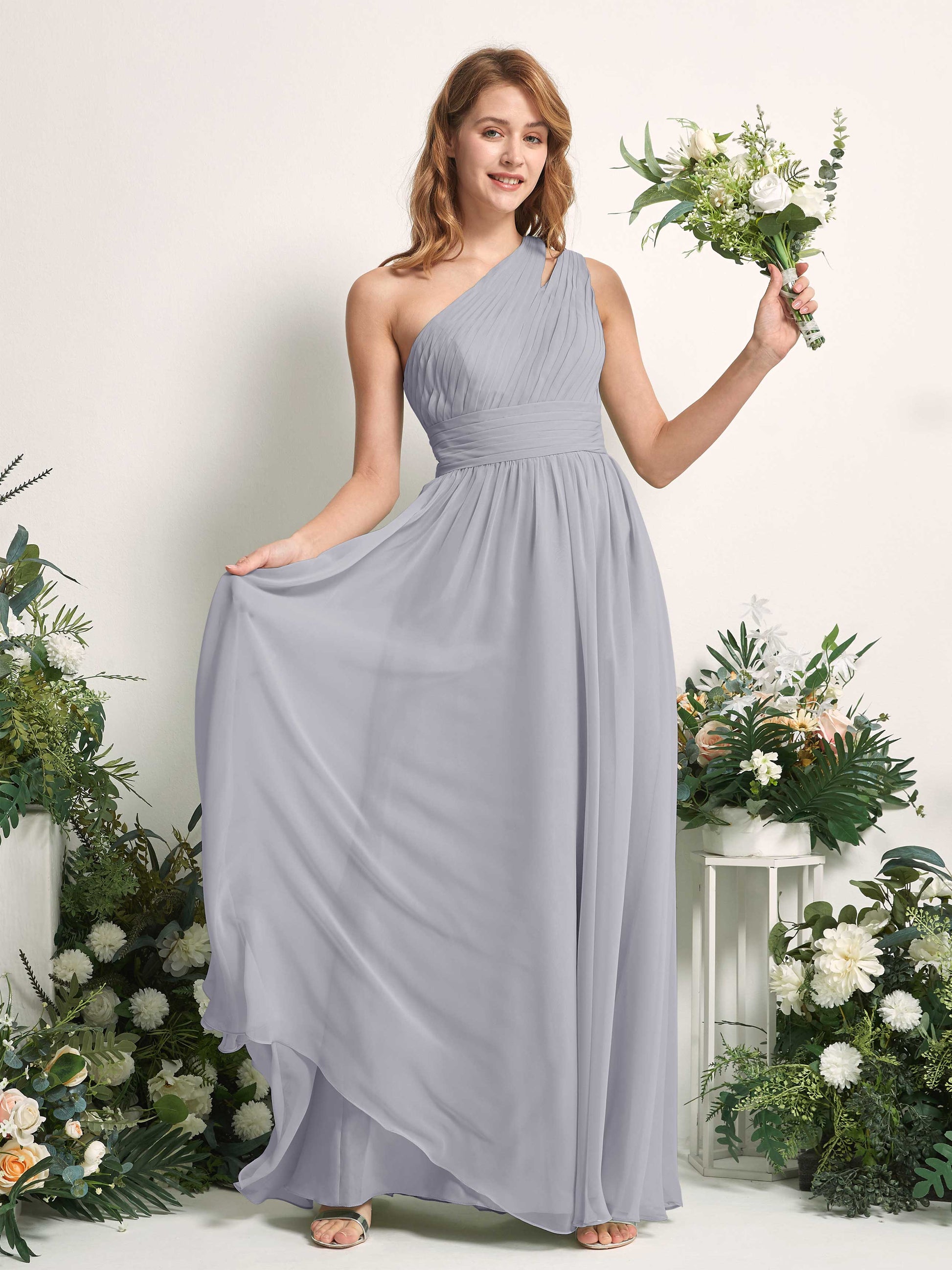 Evelyn Dusty Lavender One Shoulder Maxi Dress