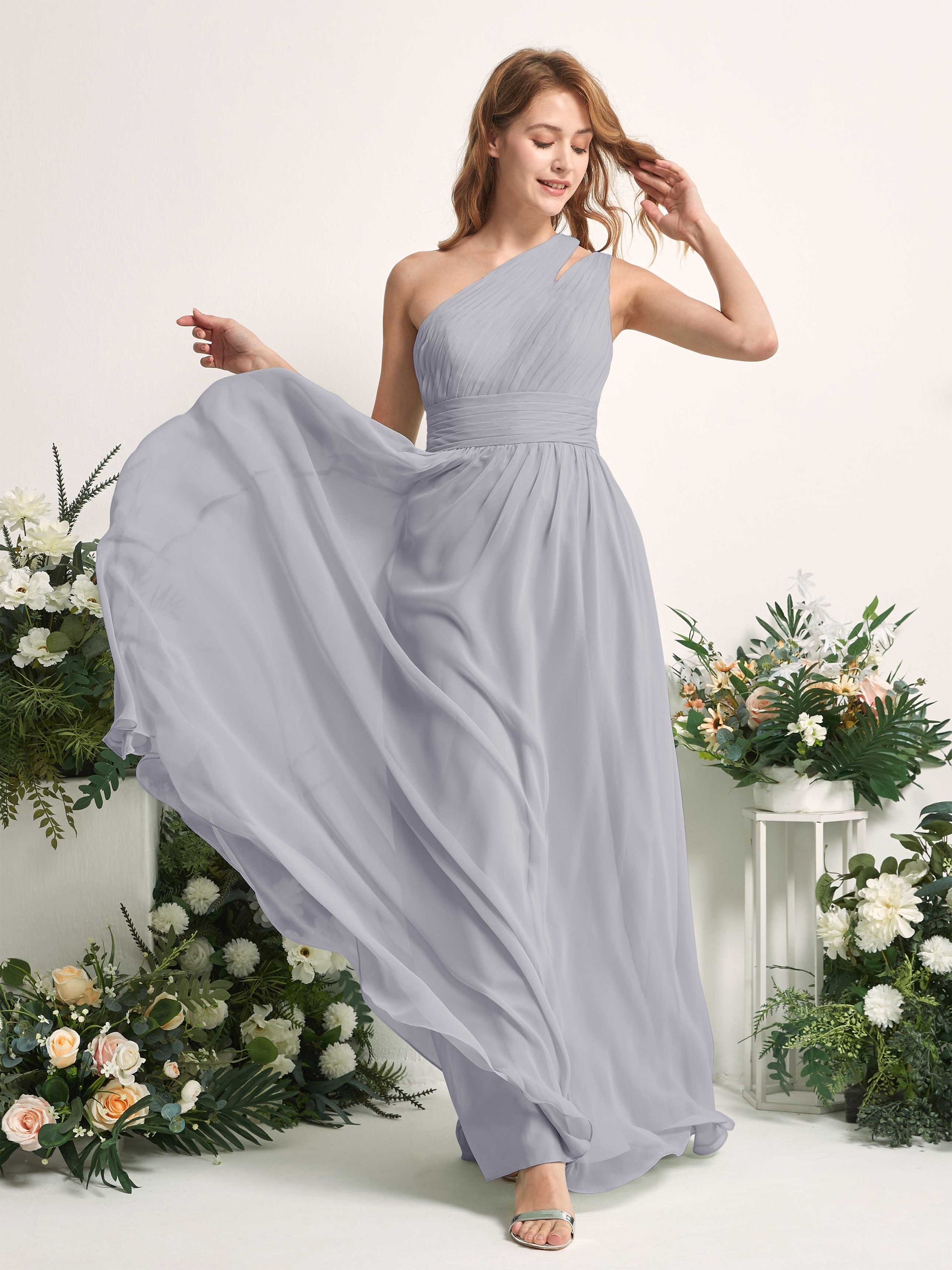 Evelyn Dusty Lavender One Shoulder Maxi Dress