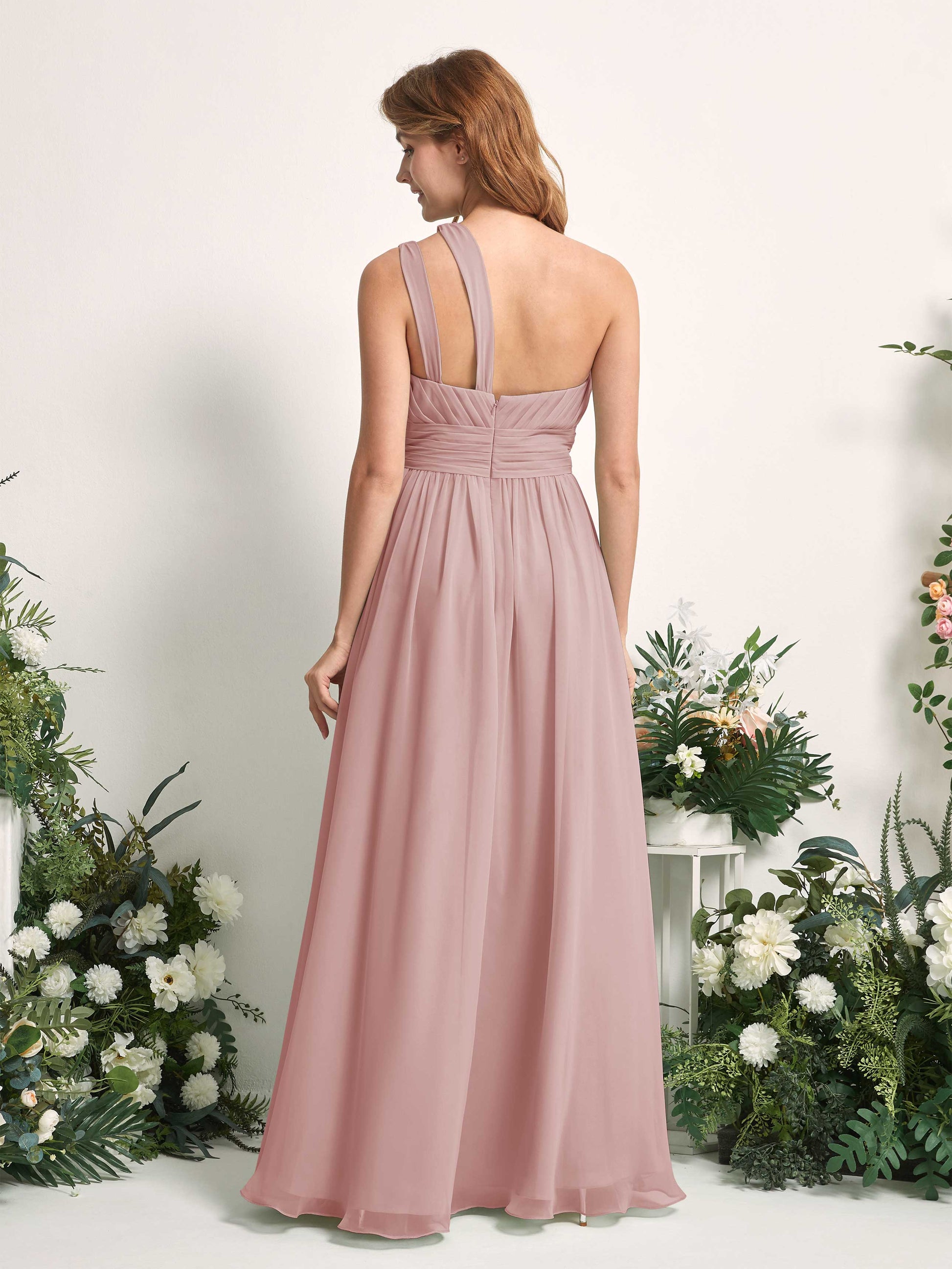 Evelyn Dusty Rose One Shoulder Maxi Dress