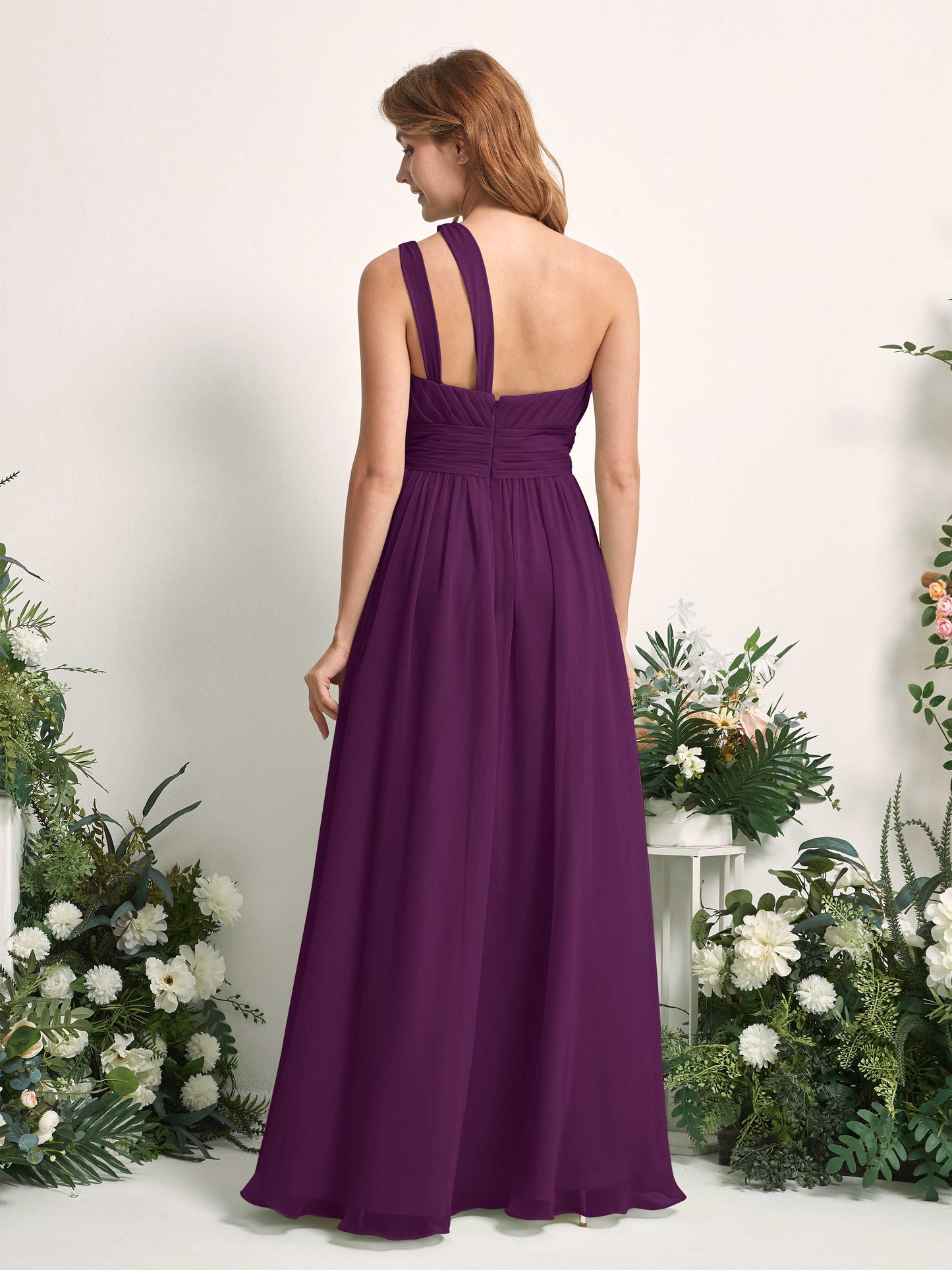 Evelyn Grape One Shoulder Maxi Dress