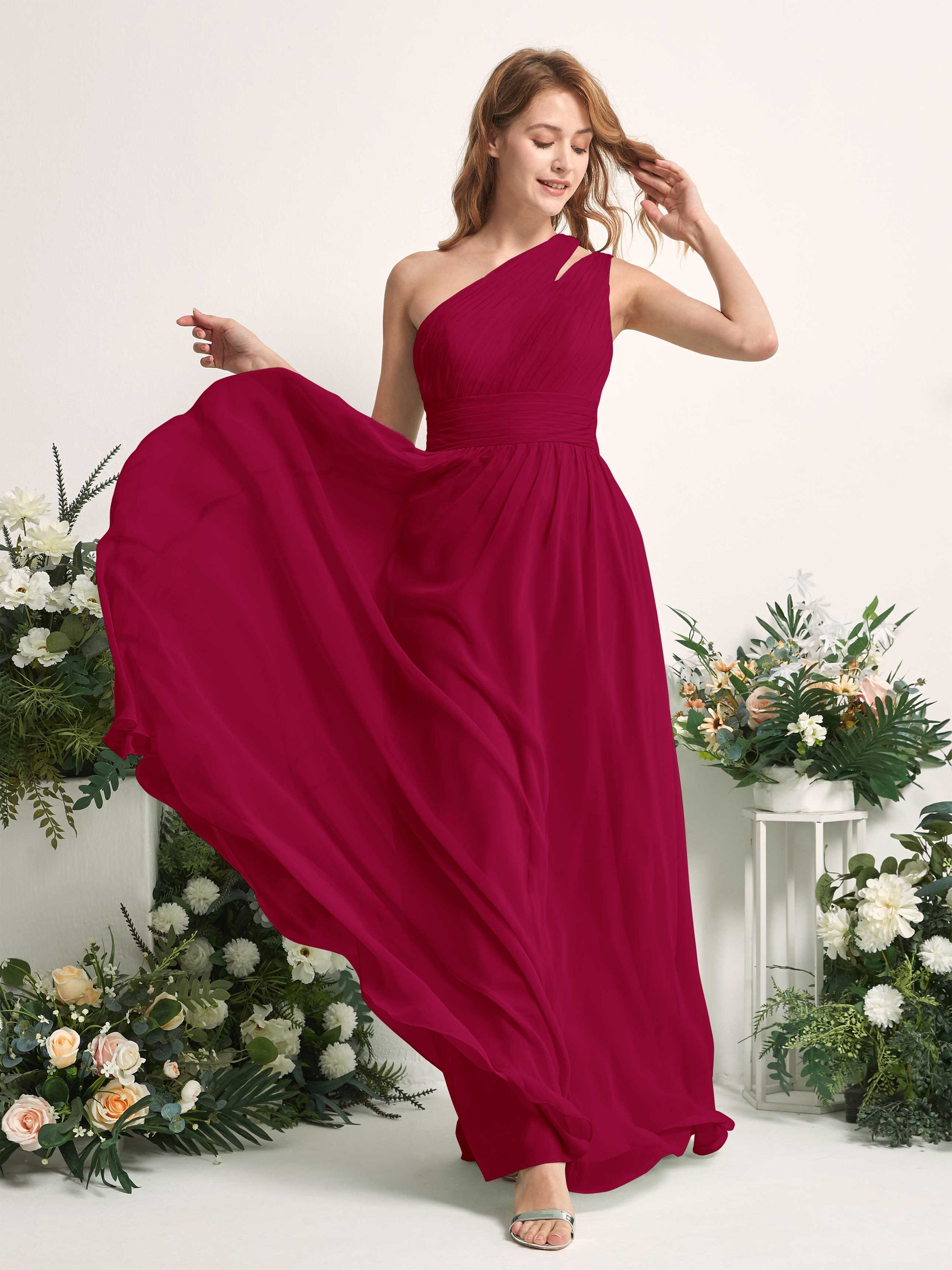 Evelyn Jester Red One Shoulder Maxi Dress