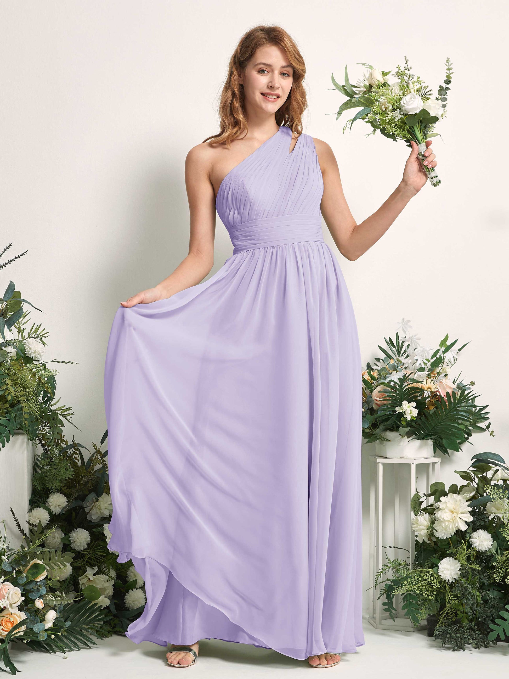 Evelyn Lilac One Shoulder Maxi Dress