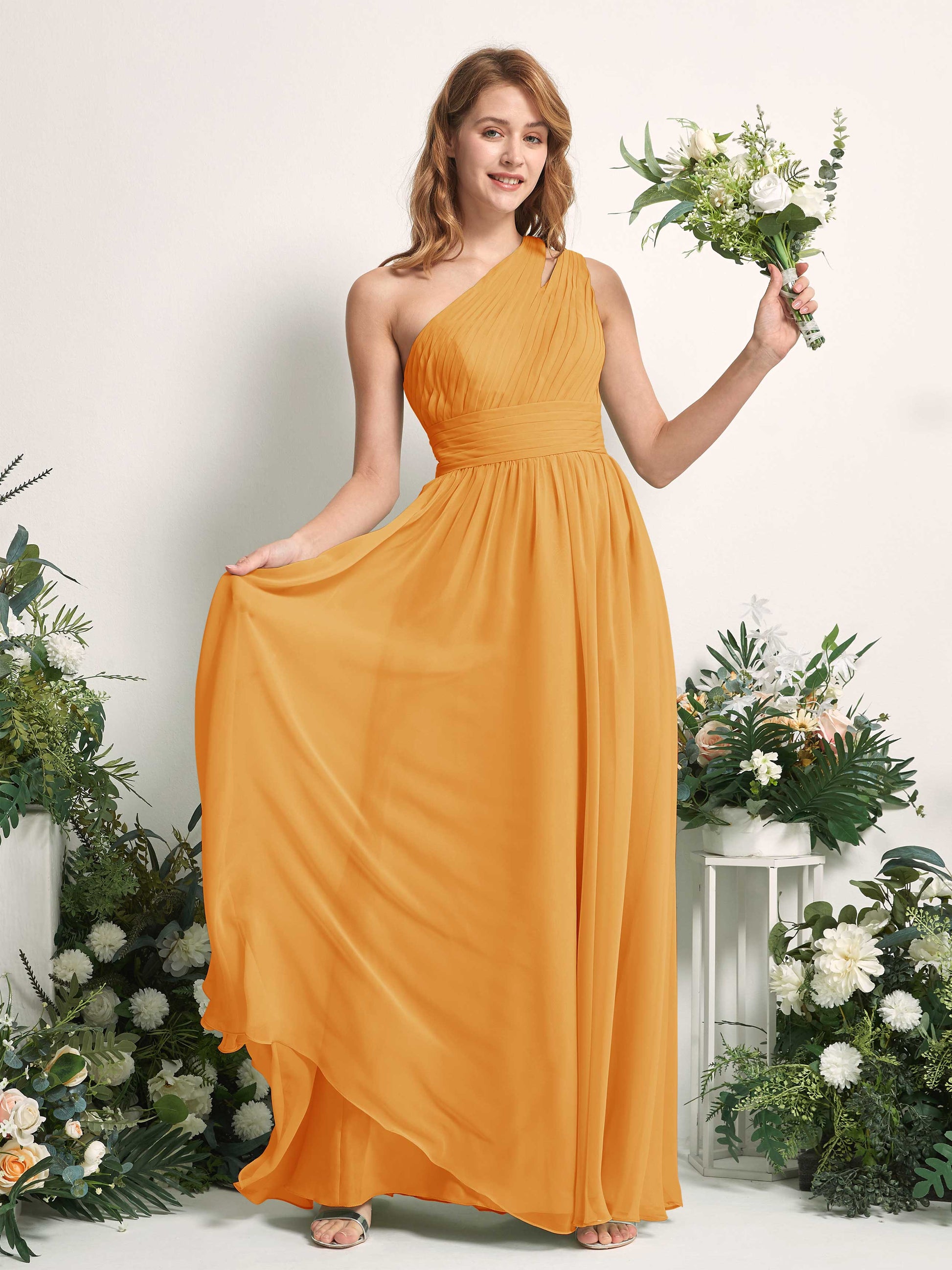 Evelyn Mango One Shoulder Maxi Dress