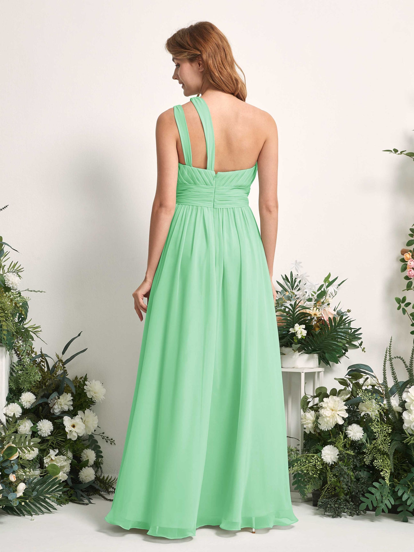 Evelyn Mint Green One Shoulder Maxi Dress