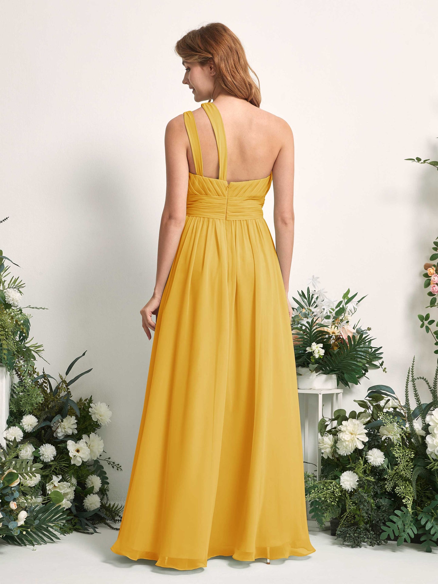 Evelyn Mustard Yellow One Shoulder Maxi Dress