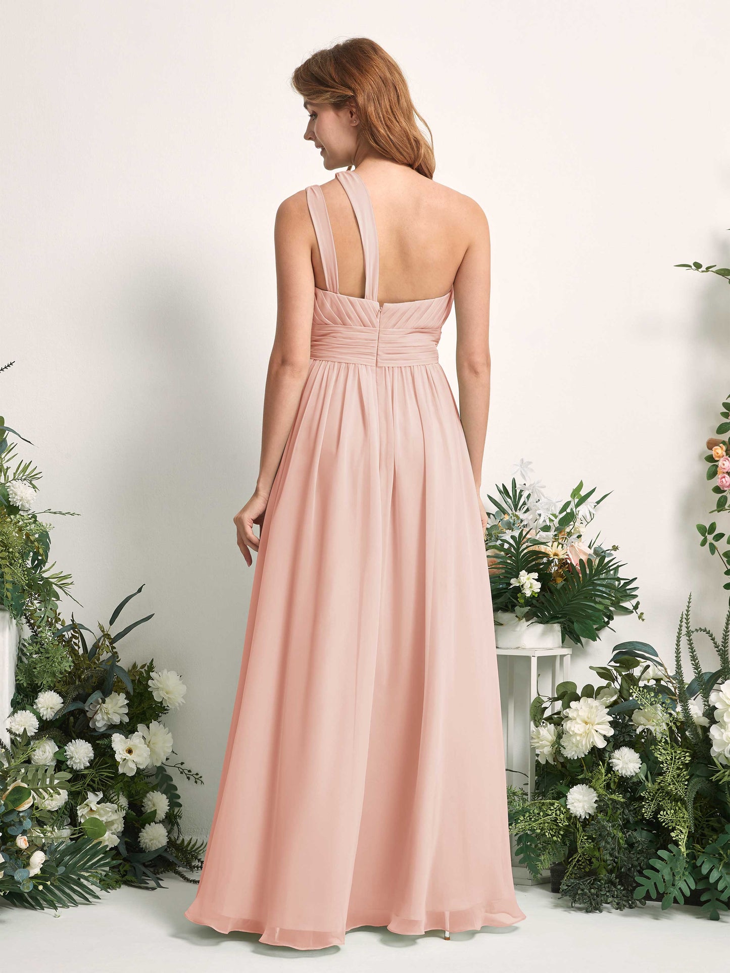 Evelyn Pearl Pink One Shoulder Maxi Dress