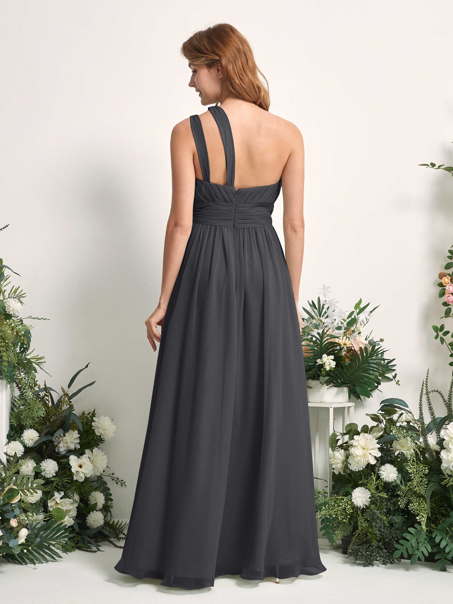 Evelyn Pewter One Shoulder Maxi Dress