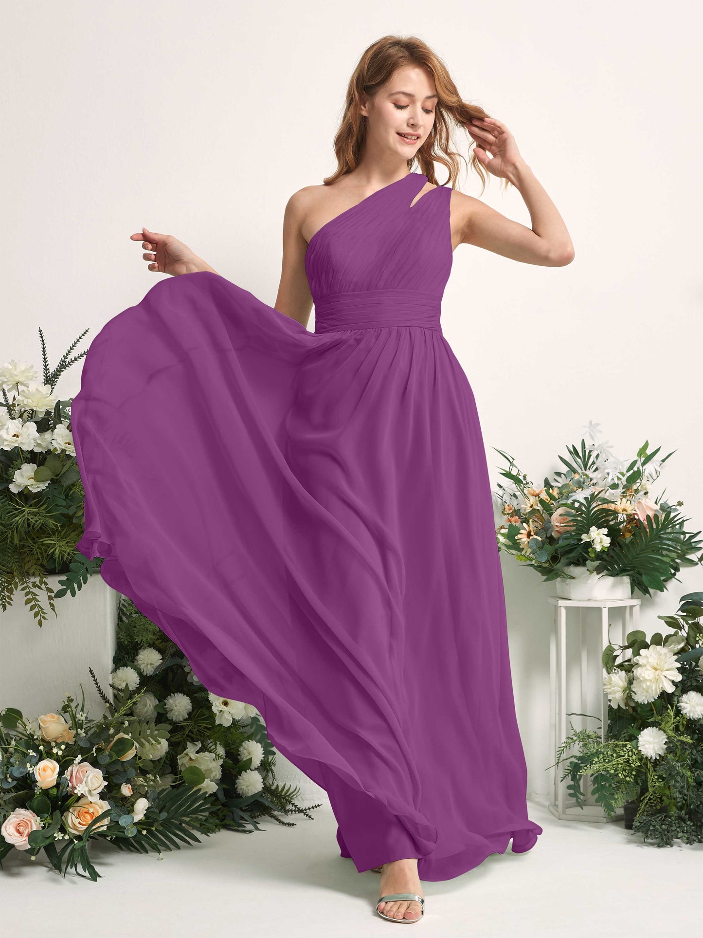 Evelyn Purple One Shoulder Maxi Dress