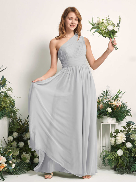 Evelyn Silver One Shoulder Maxi Dress