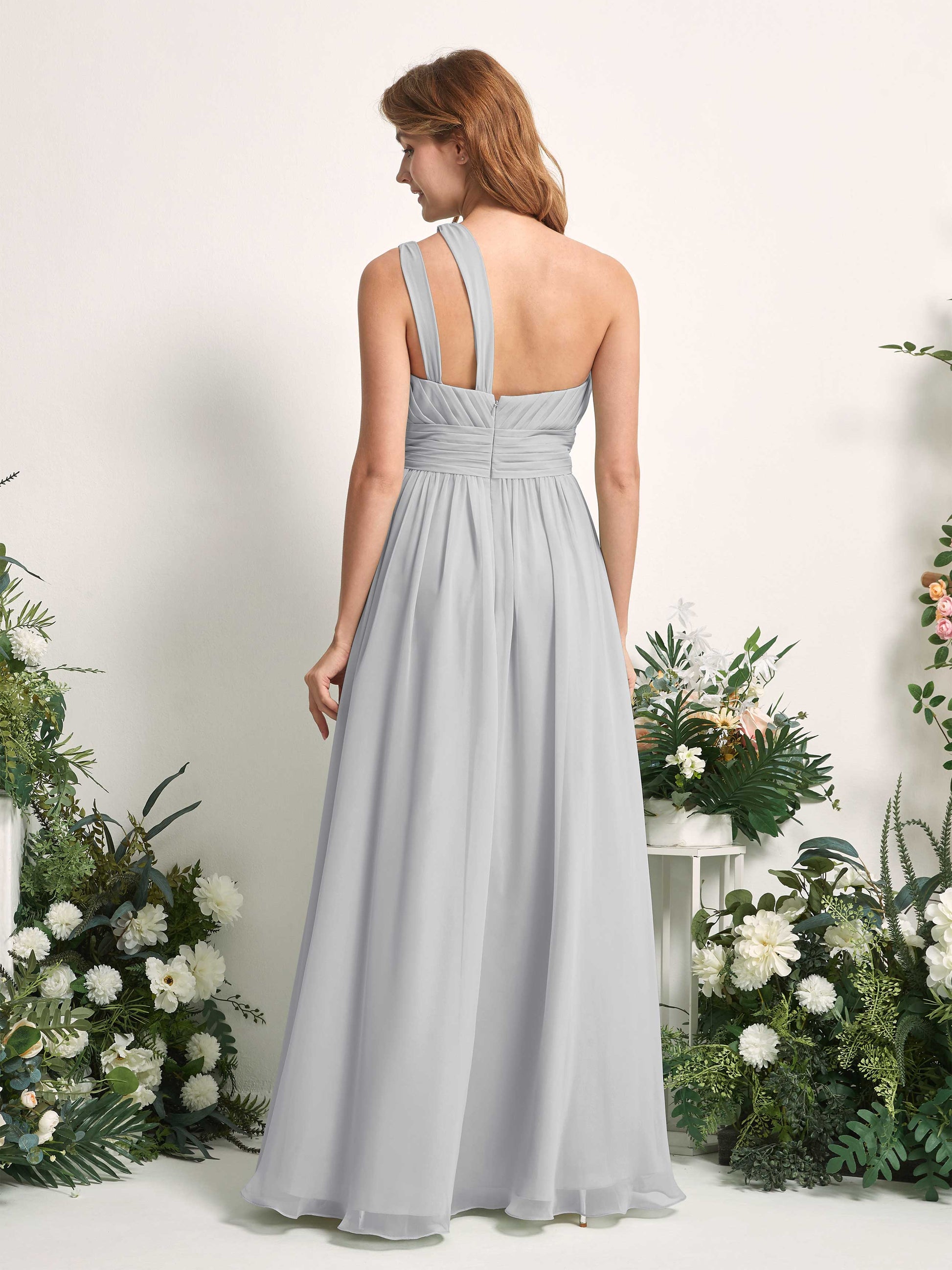 Evelyn Silver One Shoulder Maxi Dress