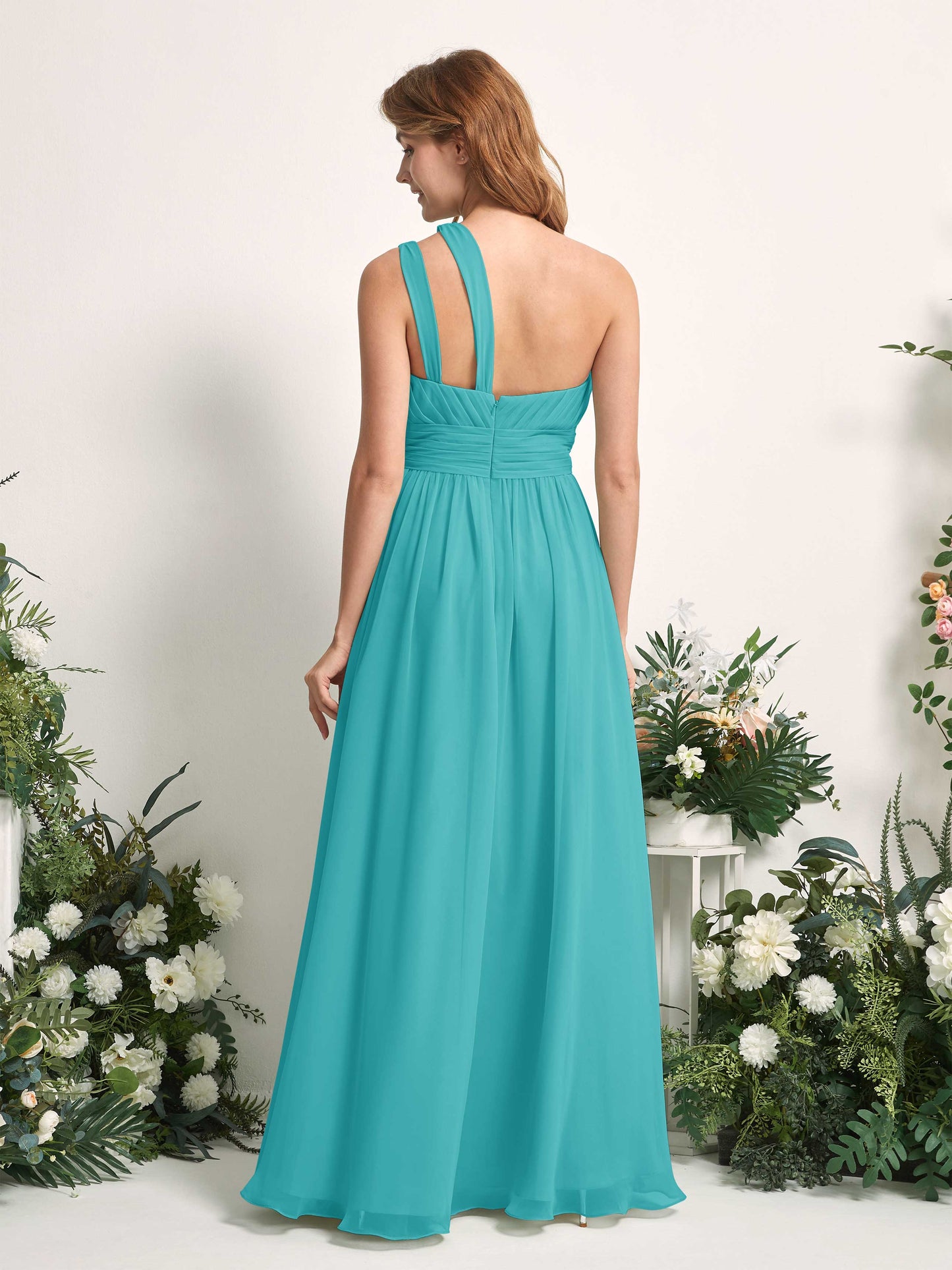 Evelyn Turquoise One Shoulder Maxi Dress