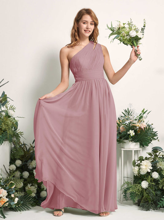 Evelyn Vintage Mauve One Shoulder Maxi Dress