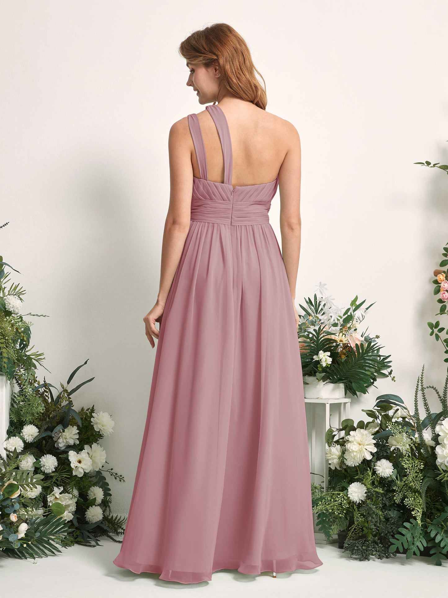 Evelyn Vintage Mauve One Shoulder Maxi Dress