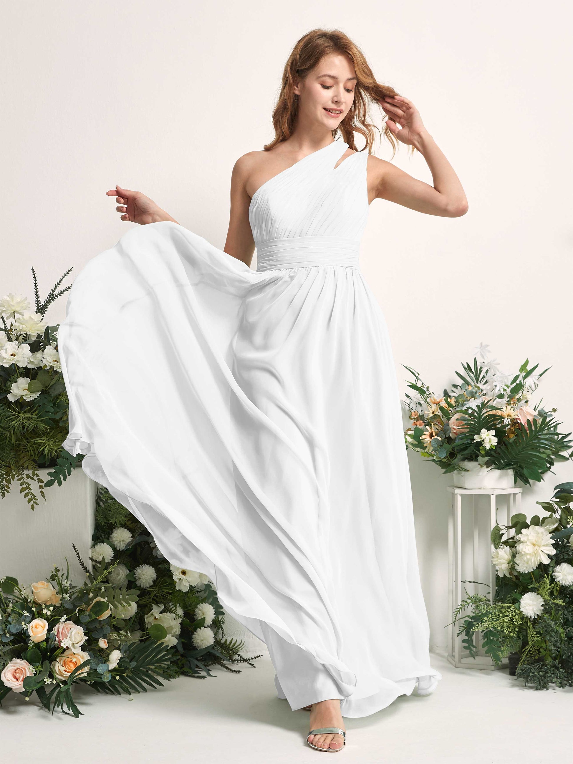 Evelyn White One Shoulder Maxi Dress